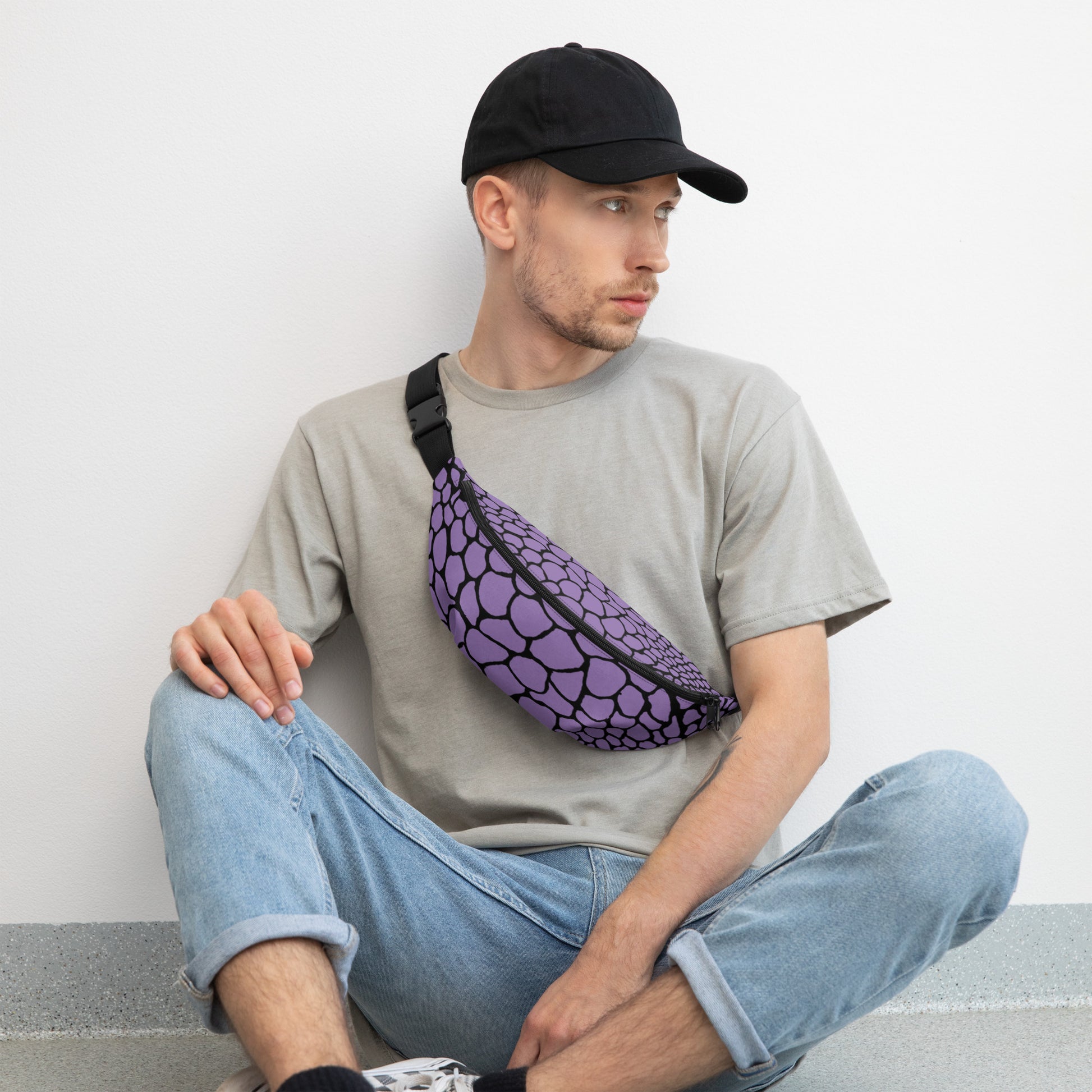 Wild Fanny Pack (Amethyst Purple) | Colorful Organic Print | Festival Bum Bag | Belt Bag | Waist Pack | - Comfortable Culture - Fanny Packs - Comfortable Culture