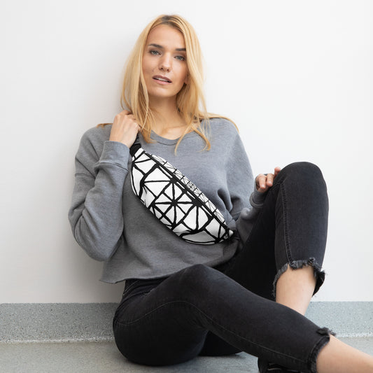 Tribal Pattern Fanny Pack (Black/White) | Festival Bum Bag | Belt Bag | Waist Pack | Geometric Pattern | - Comfortable Culture - S/M - Fanny Packs - Comfortable Culture