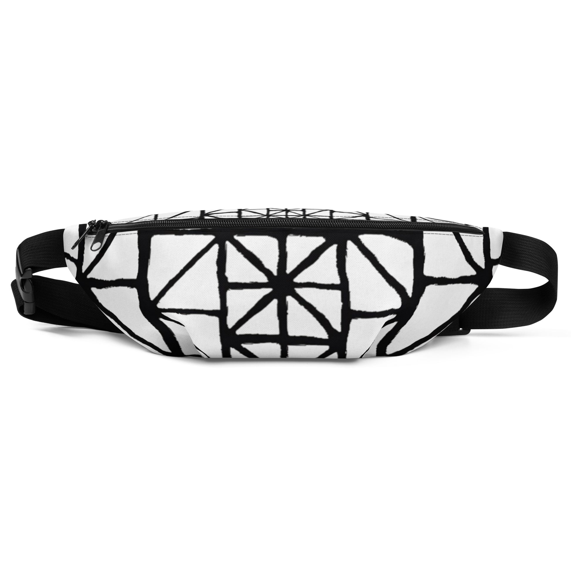 Tribal Pattern Fanny Pack (Black/White) | Festival Bum Bag | Belt Bag | Waist Pack | Geometric Pattern | - Comfortable Culture - Fanny Packs - Comfortable Culture