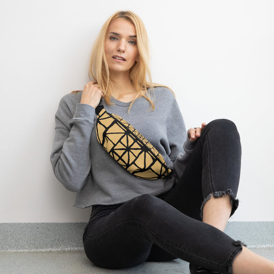 Tribal Pattern Fanny Pack (Sand) | Festival Bum Bag | Belt Bag | Waist Pack | Geometric Pattern | - Comfortable Culture - S/M - Fanny Packs - Comfortable Culture