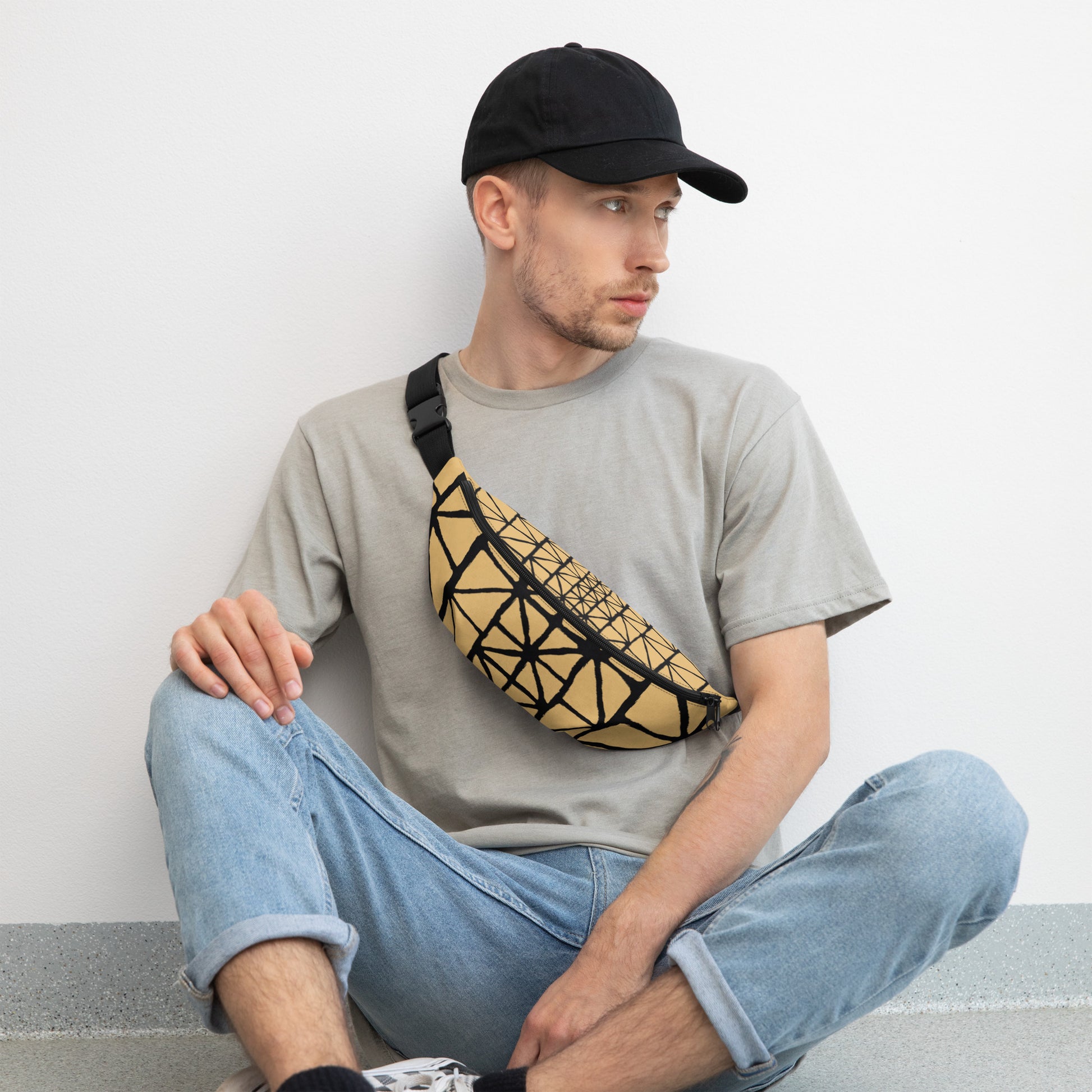 Tribal Pattern Fanny Pack (Sand) | Festival Bum Bag | Belt Bag | Waist Pack | Geometric Pattern | - Comfortable Culture - Fanny Packs - Comfortable Culture