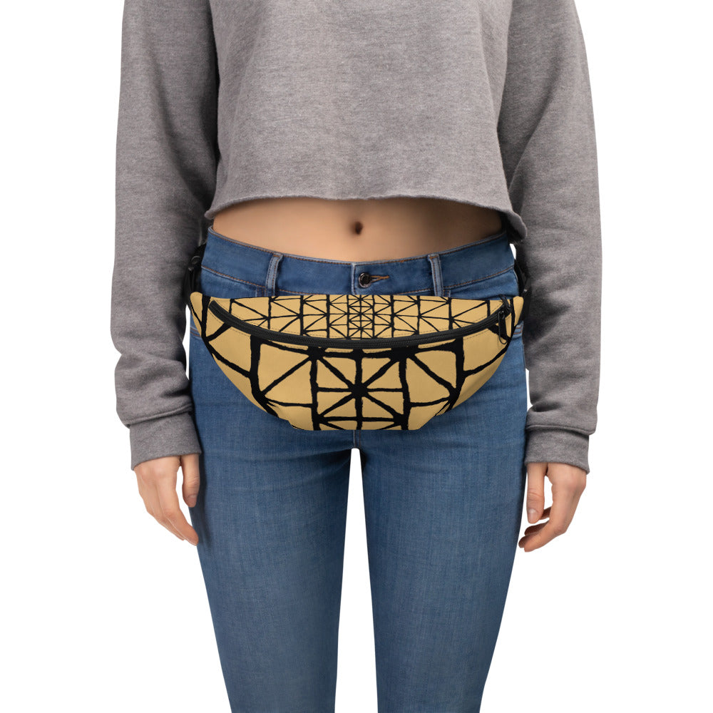 Tribal Pattern Fanny Pack (Sand) | Festival Bum Bag | Belt Bag | Waist Pack | Geometric Pattern | - Comfortable Culture - Fanny Packs - Comfortable Culture