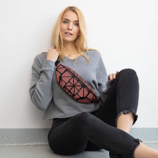 Tribal Pattern Fanny Pack (Terracotta) | Festival Bum Bag | Belt Bag | Waist Pack | Geometric Pattern | - Comfortable Culture - S/M - Fanny Packs - Comfortable Culture