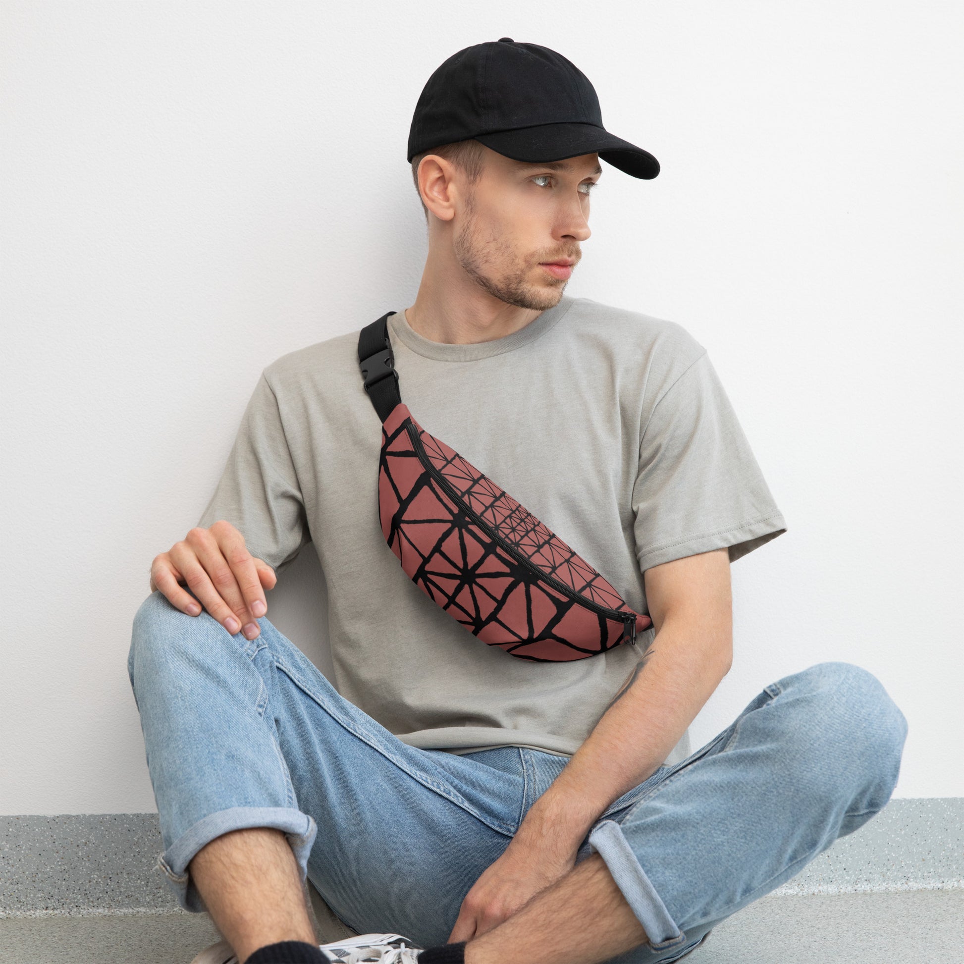 Tribal Pattern Fanny Pack (Terracotta) | Festival Bum Bag | Belt Bag | Waist Pack | Geometric Pattern | - Comfortable Culture - Fanny Packs - Comfortable Culture
