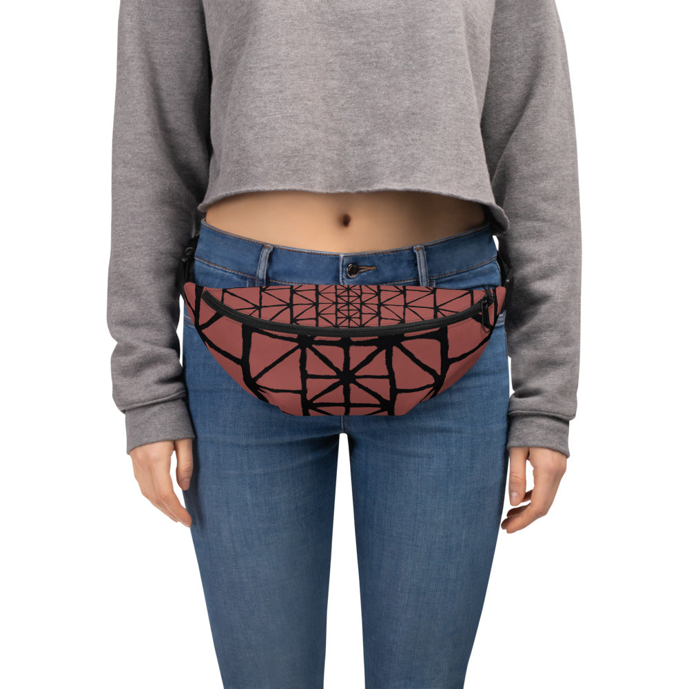 Tribal Pattern Fanny Pack (Terracotta) | Festival Bum Bag | Belt Bag | Waist Pack | Geometric Pattern | - Comfortable Culture - Fanny Packs - Comfortable Culture