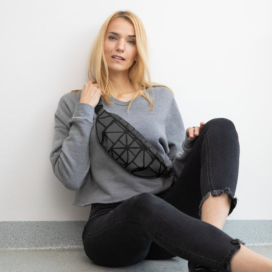 Tribal Pattern Fanny Pack (Eclipse Grey) | Festival Bum Bag | Belt Bag | Waist Pack | Geometric Pattern | - Comfortable Culture - S/M - Fanny Packs - Comfortable Culture