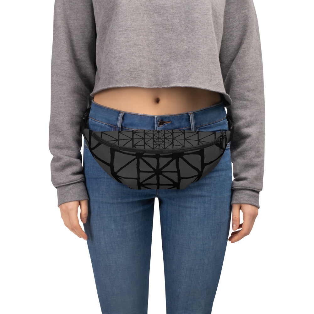 Tribal Pattern Fanny Pack (Eclipse Grey) | Festival Bum Bag | Belt Bag | Waist Pack | Geometric Pattern | - Comfortable Culture - Fanny Packs - Comfortable Culture