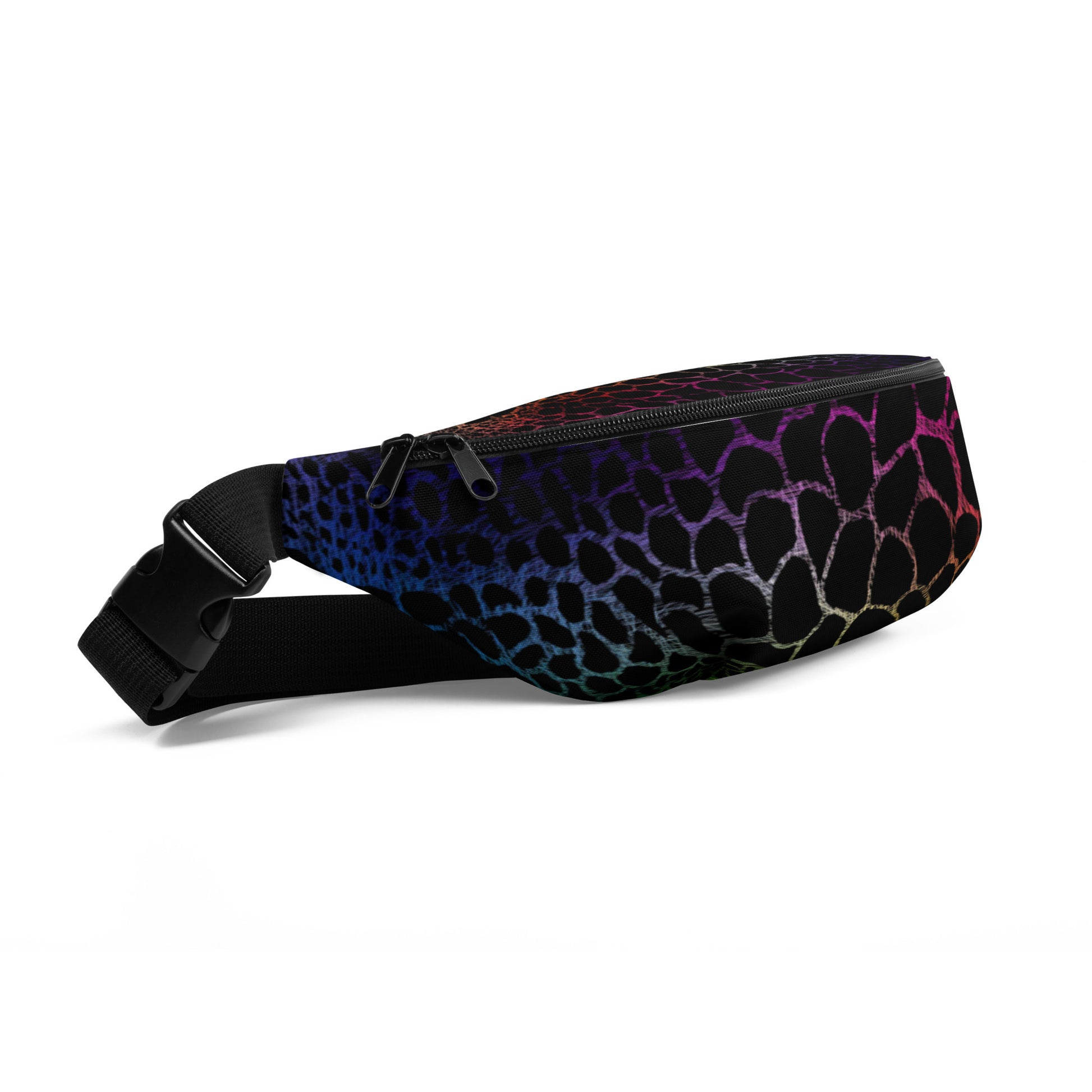 Wild Rainbow Outline Fanny Pack | Colorful Organic Print | Festival Bum Bag | Belt Bag | Waist Pack | - Comfortable Culture - Fanny Packs - Comfortable Culture