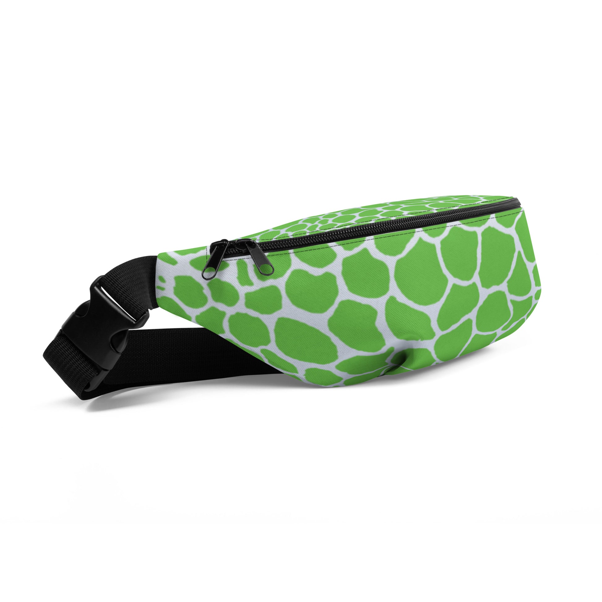 Wild Fanny Pack (Green/Silver) | Colorful Organic Print | Festival Bum Bag | Belt Bag | Waist Pack | - Comfortable Culture - Fanny Packs - Comfortable Culture