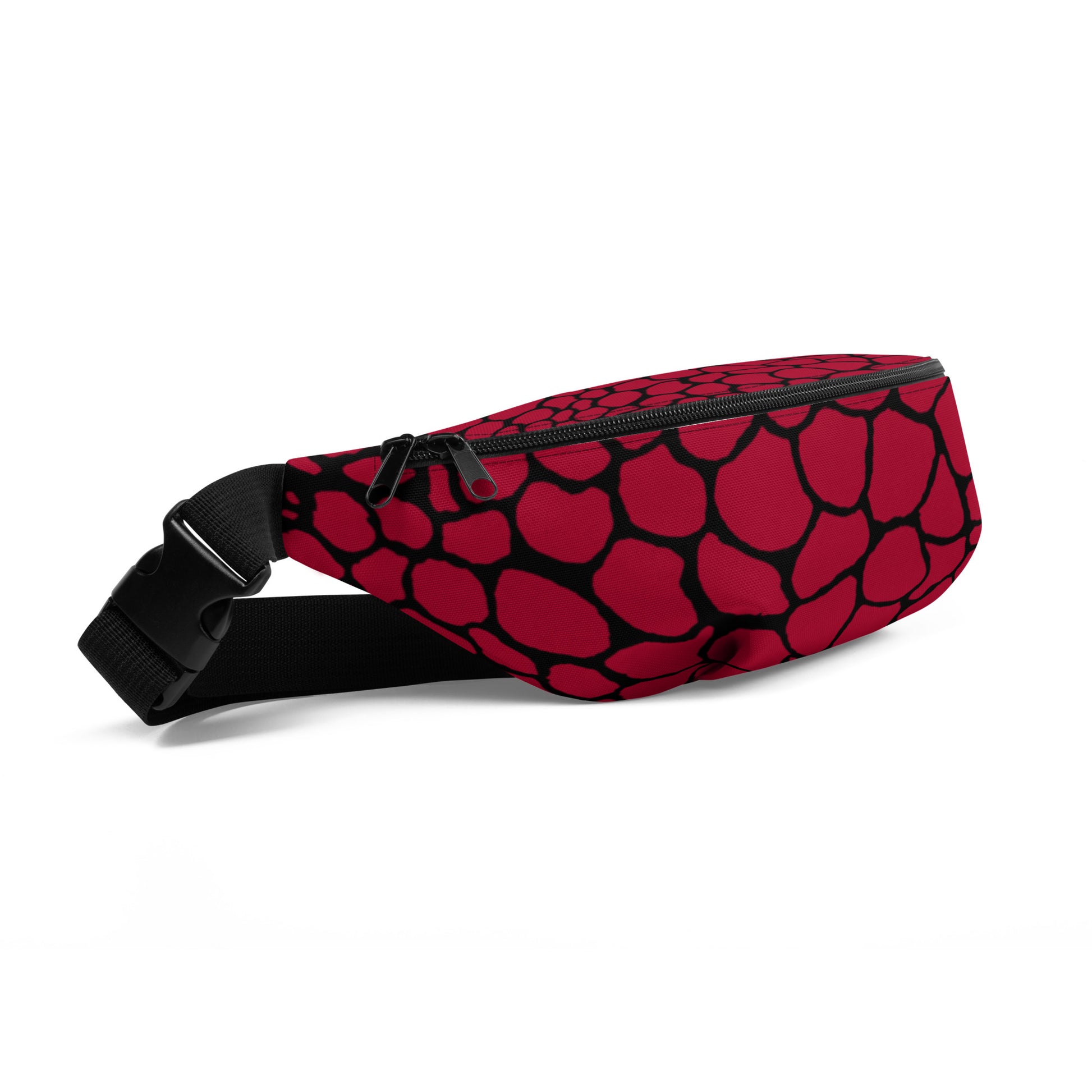 Wild Fanny Pack (Blood Red) | Colorful Organic Print | Festival Bum Bag | Belt Bag | Waist Pack | - Comfortable Culture - Fanny Packs - Comfortable Culture