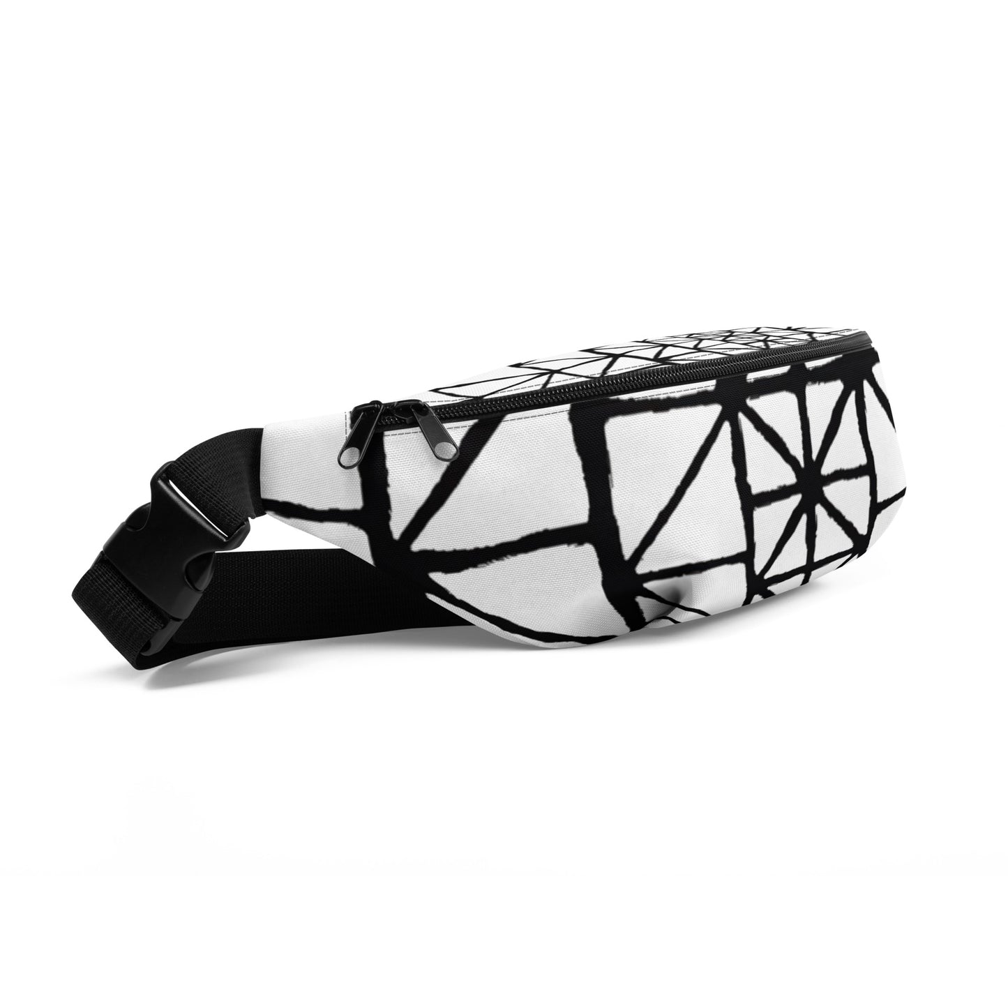 Tribal Pattern Fanny Pack (Black/White) | Festival Bum Bag | Belt Bag | Waist Pack | Geometric Pattern | - Comfortable Culture - Fanny Packs - Comfortable Culture