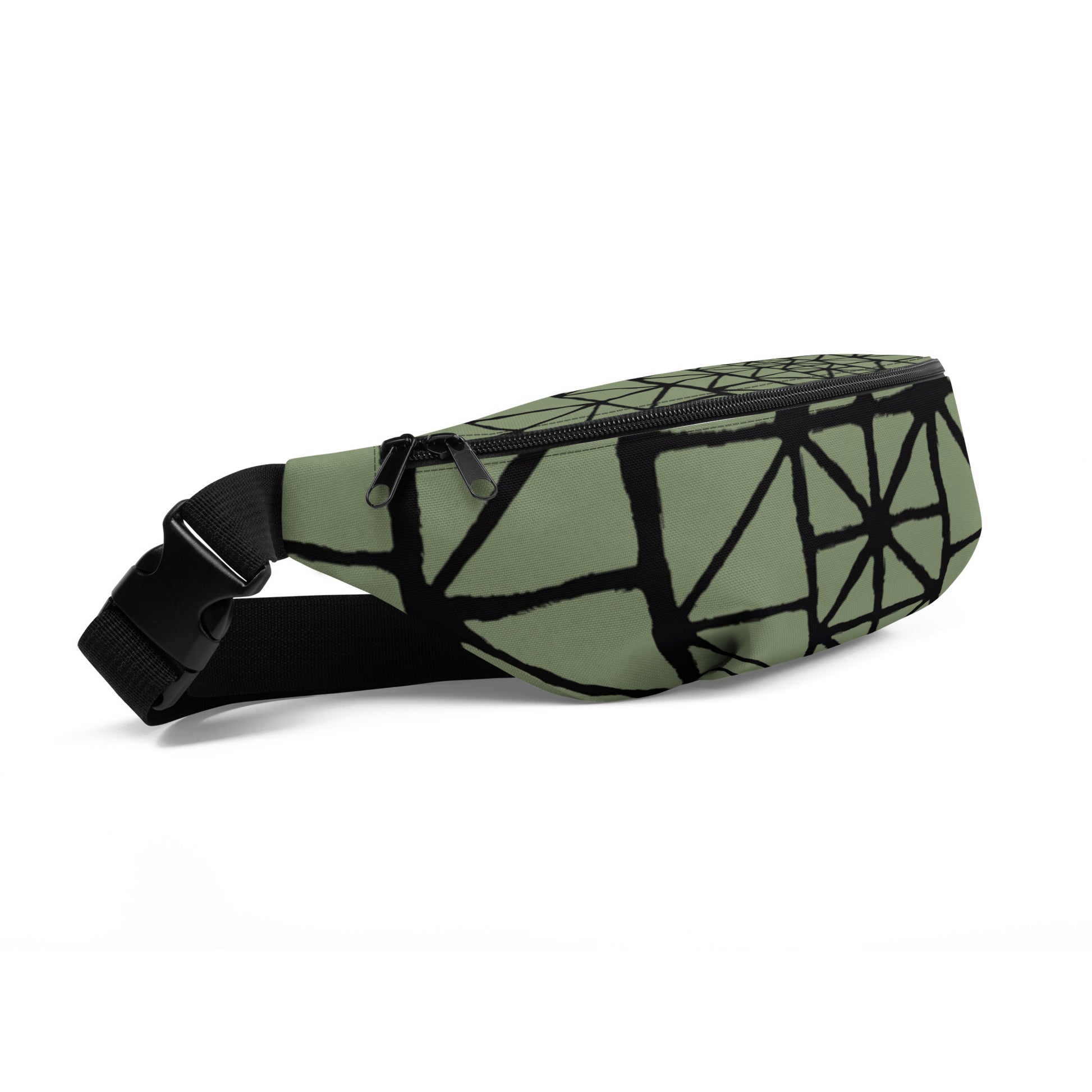 Tribal Pattern Fanny Pack (Desert Chaparral Green) | Festival Bum Bag | Belt Bag | Waist Pack | Geometric Pattern | - Comfortable Culture - Fanny Packs - Comfortable Culture