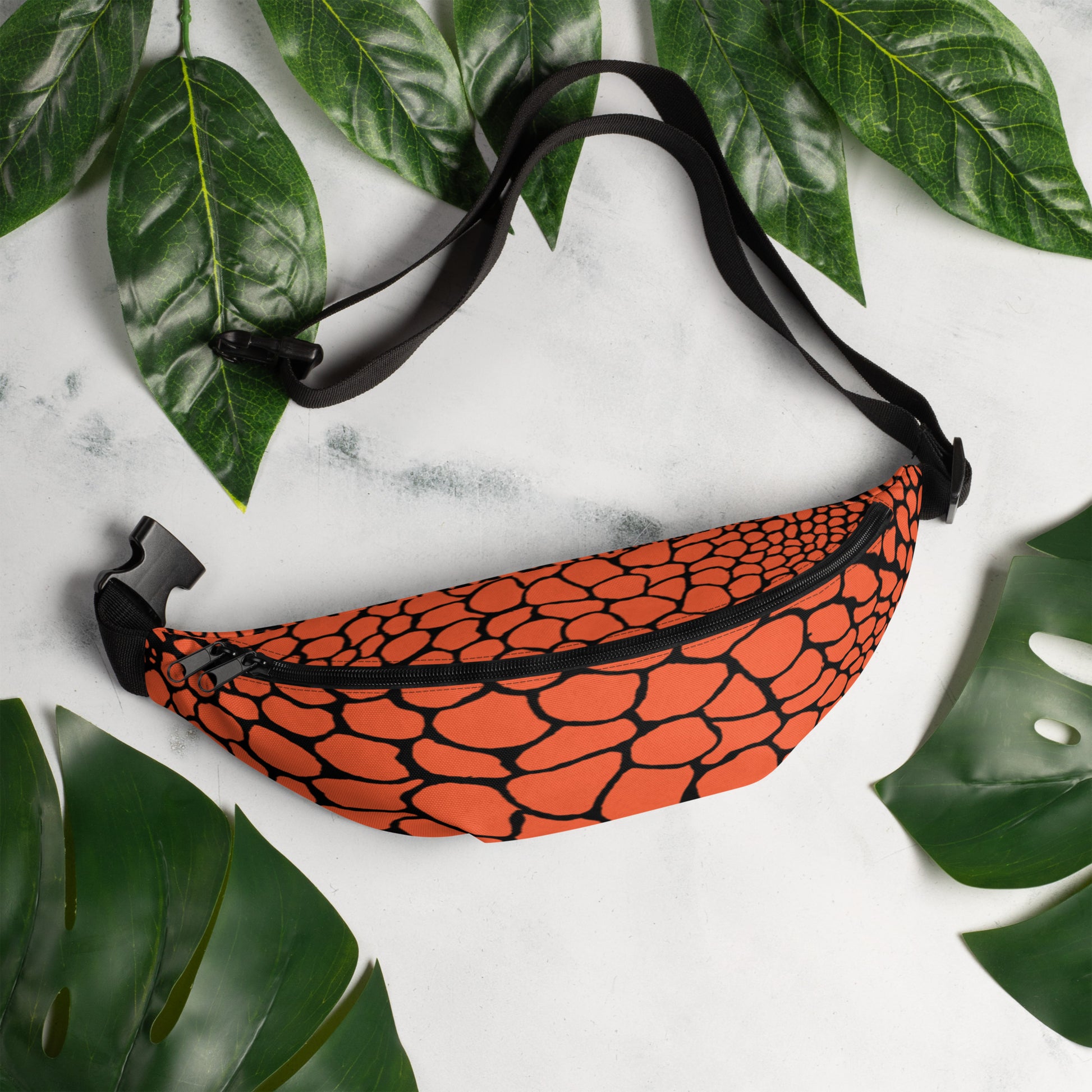 Wild Fanny Pack (Outrageous Orange) | Colorful Organic Print | Festival Bum Bag | Belt Bag | Waist Pack | - Comfortable Culture - Fanny Packs - Comfortable Culture