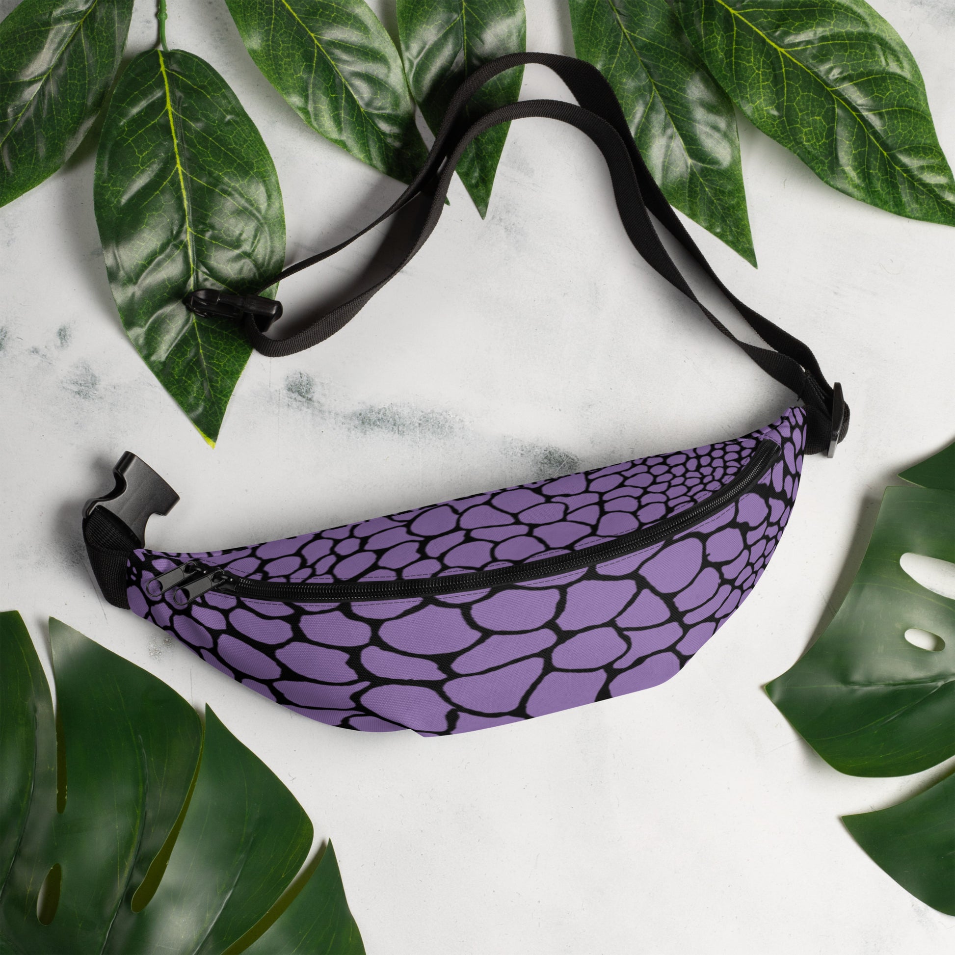 Wild Fanny Pack (Amethyst Purple) | Colorful Organic Print | Festival Bum Bag | Belt Bag | Waist Pack | - Comfortable Culture - Fanny Packs - Comfortable Culture