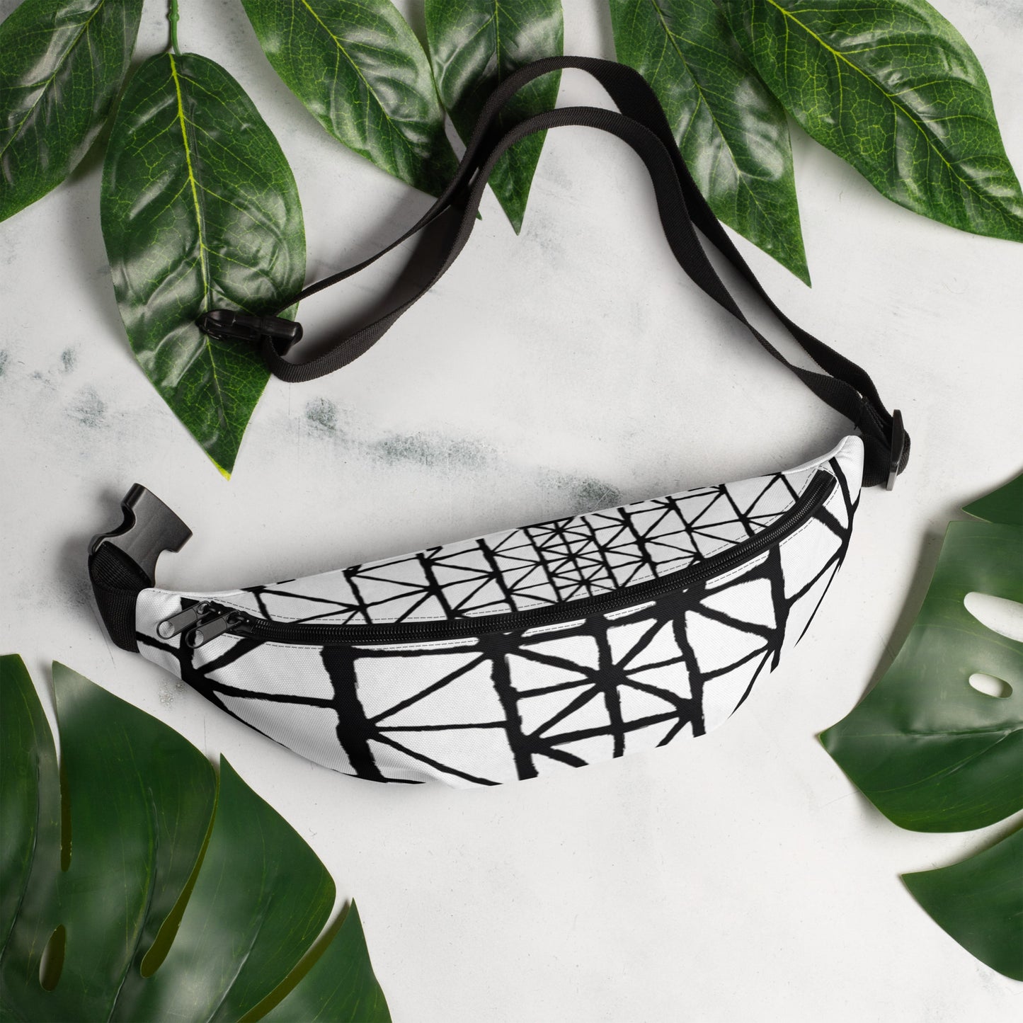 Tribal Pattern Fanny Pack (Black/White) | Festival Bum Bag | Belt Bag | Waist Pack | Geometric Pattern | - Comfortable Culture - Fanny Packs - Comfortable Culture
