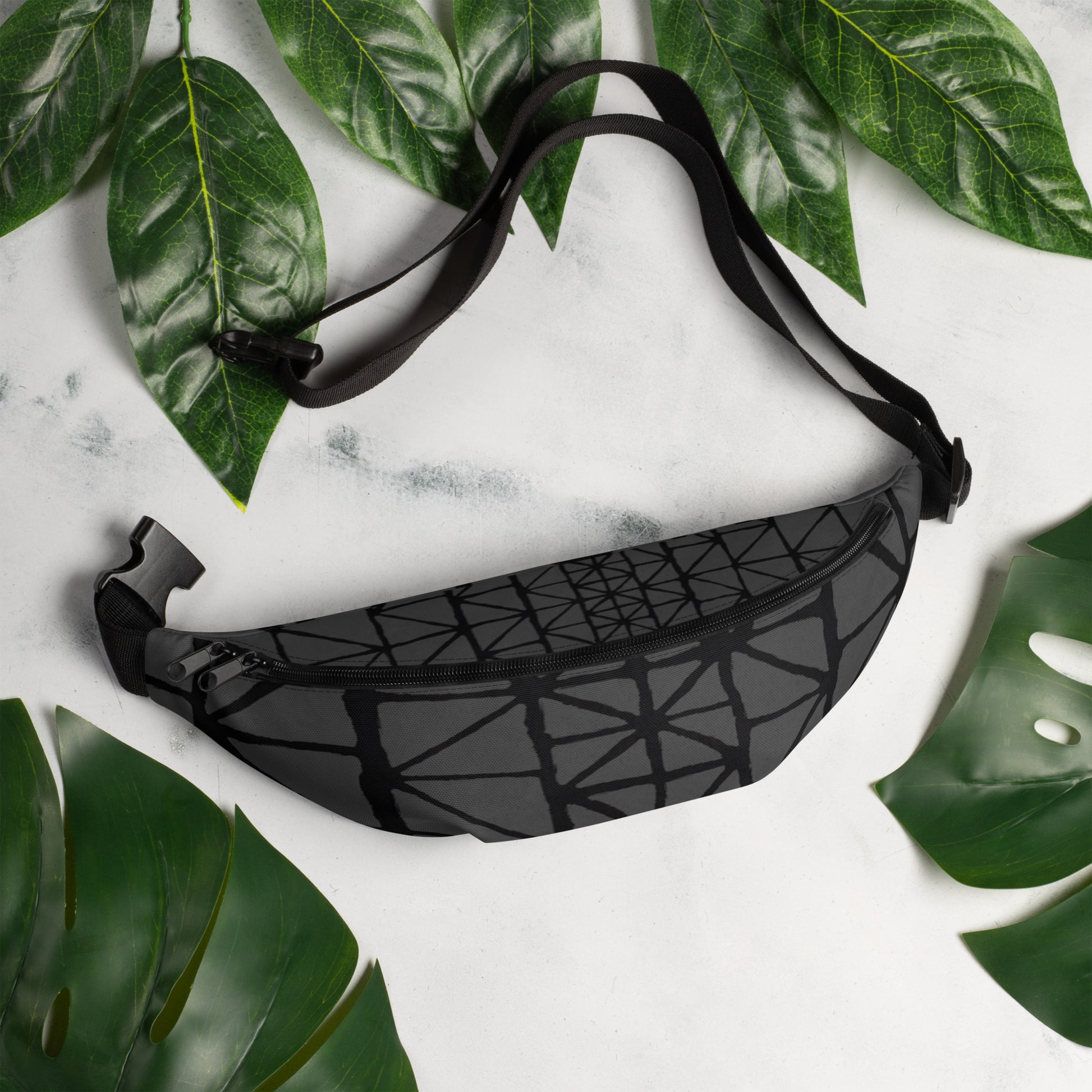 Tribal Pattern Fanny Pack (Eclipse Grey) | Festival Bum Bag | Belt Bag | Waist Pack | Geometric Pattern | - Comfortable Culture - Fanny Packs - Comfortable Culture