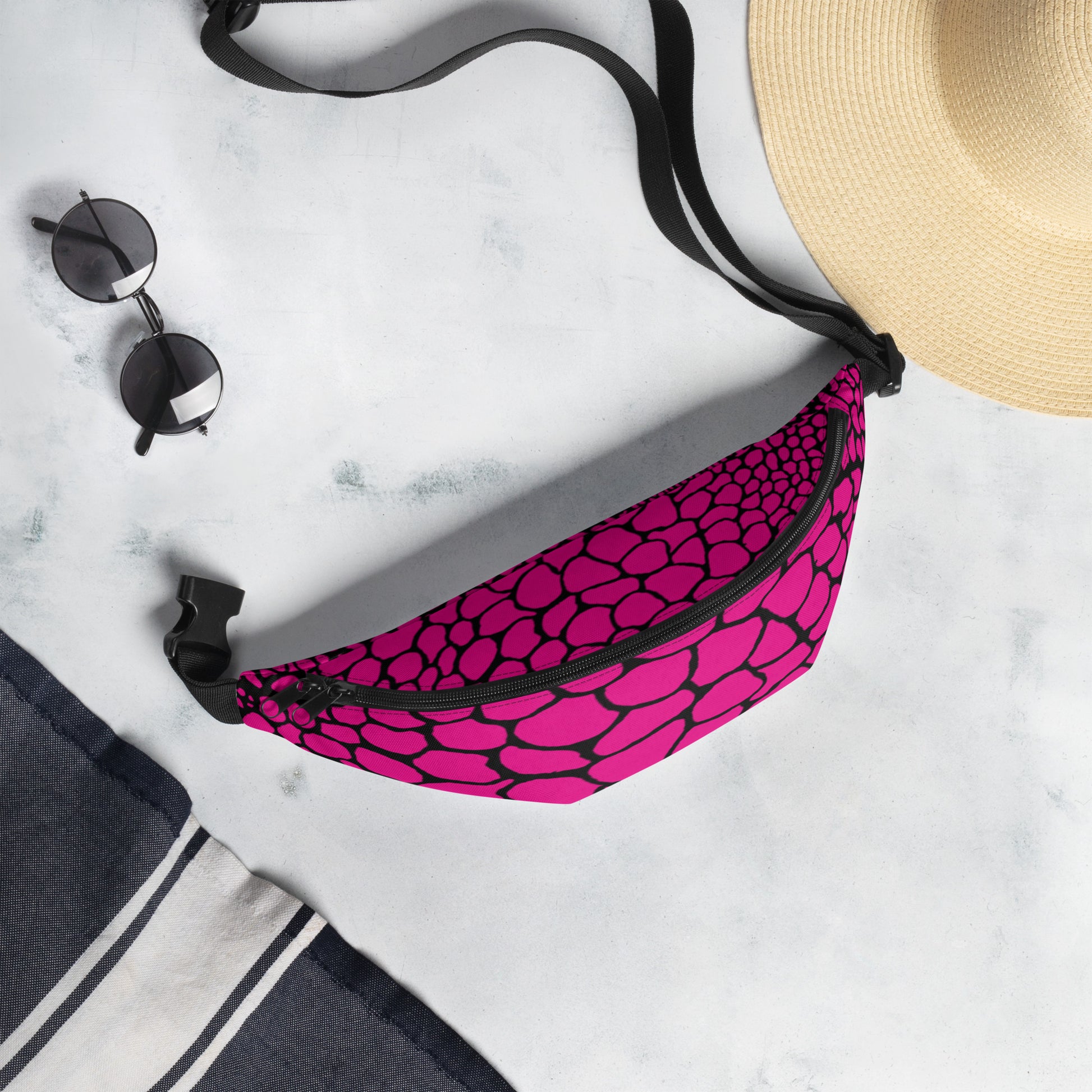 Wild Fanny Pack (Violet - Red) | Colorful Organic Print | Festival Bum Bag | Belt Bag | Waist Pack | - Comfortable Culture - Fanny Packs - Comfortable Culture