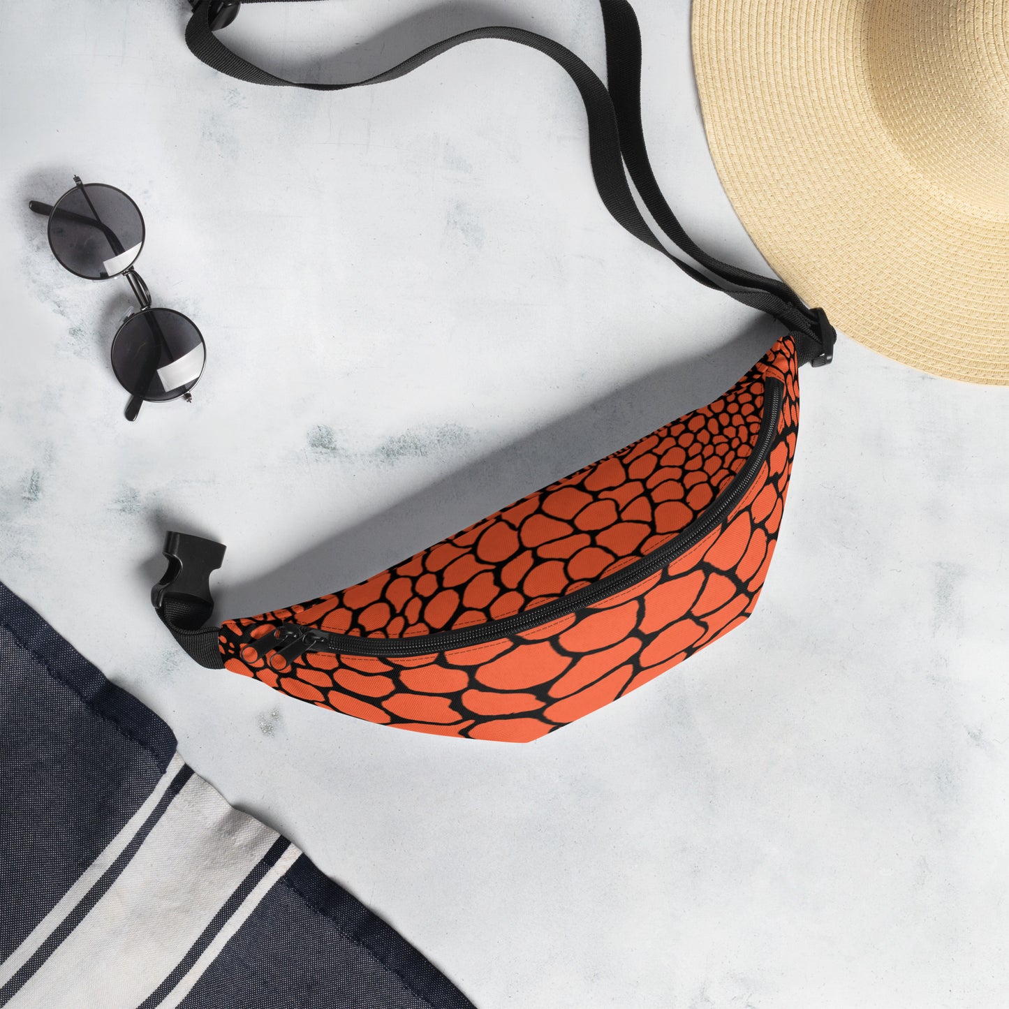 Wild Fanny Pack (Outrageous Orange) | Colorful Organic Print | Festival Bum Bag | Belt Bag | Waist Pack | - Comfortable Culture - Fanny Packs - Comfortable Culture