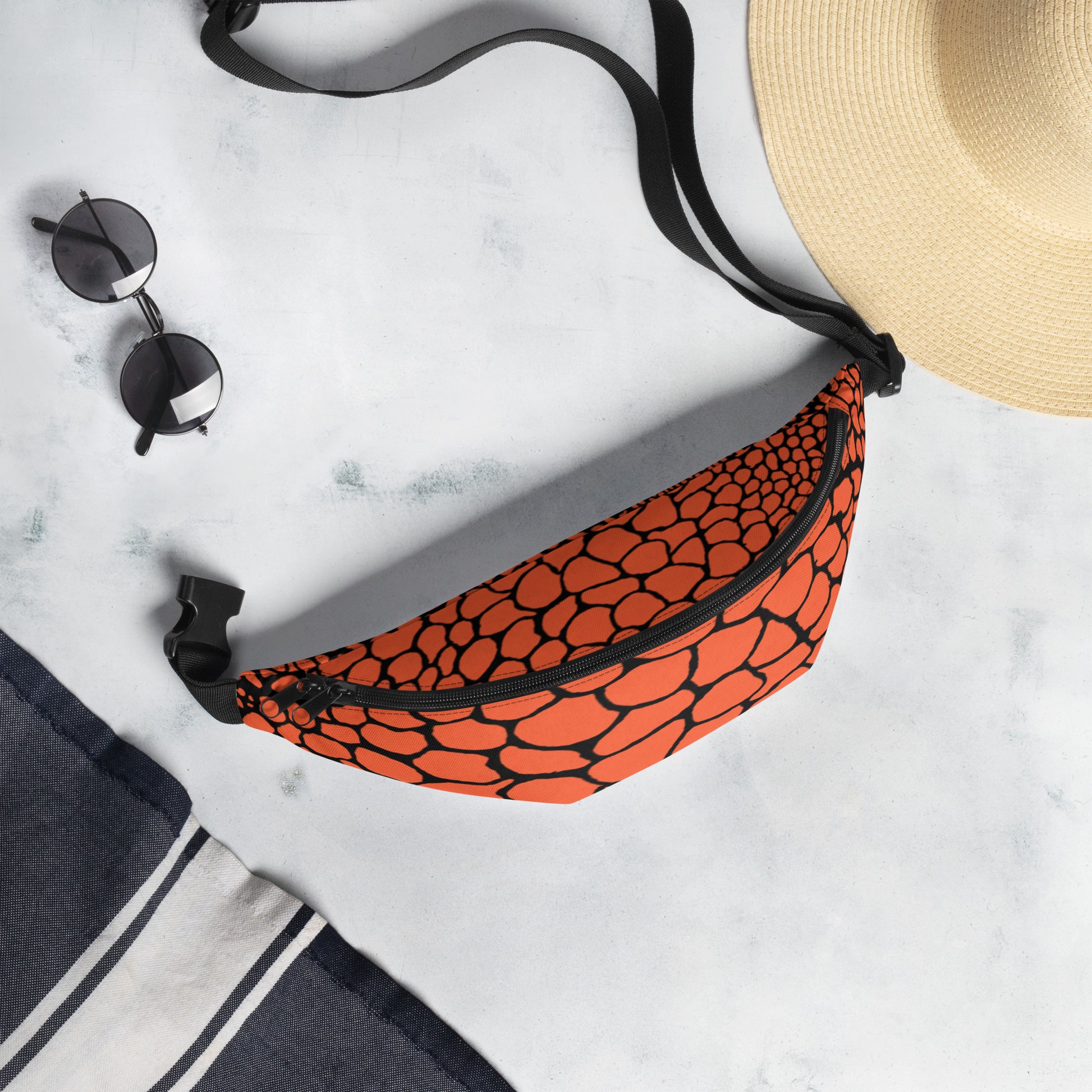 Wild Fanny Pack (Outrageous Orange) | Colorful Organic Print | Festival Bum Bag | Belt Bag | Waist Pack | - Comfortable Culture - Fanny Packs - Comfortable Culture