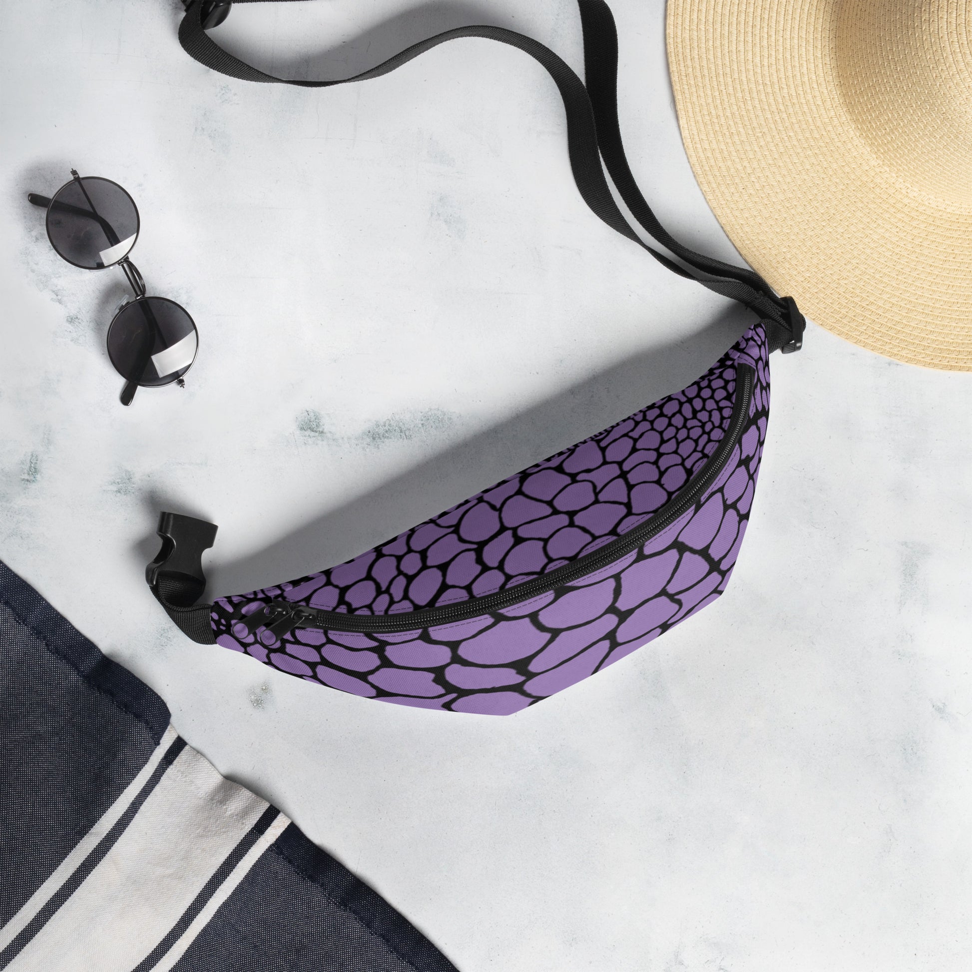 Wild Fanny Pack (Amethyst Purple) | Colorful Organic Print | Festival Bum Bag | Belt Bag | Waist Pack | - Comfortable Culture - Fanny Packs - Comfortable Culture