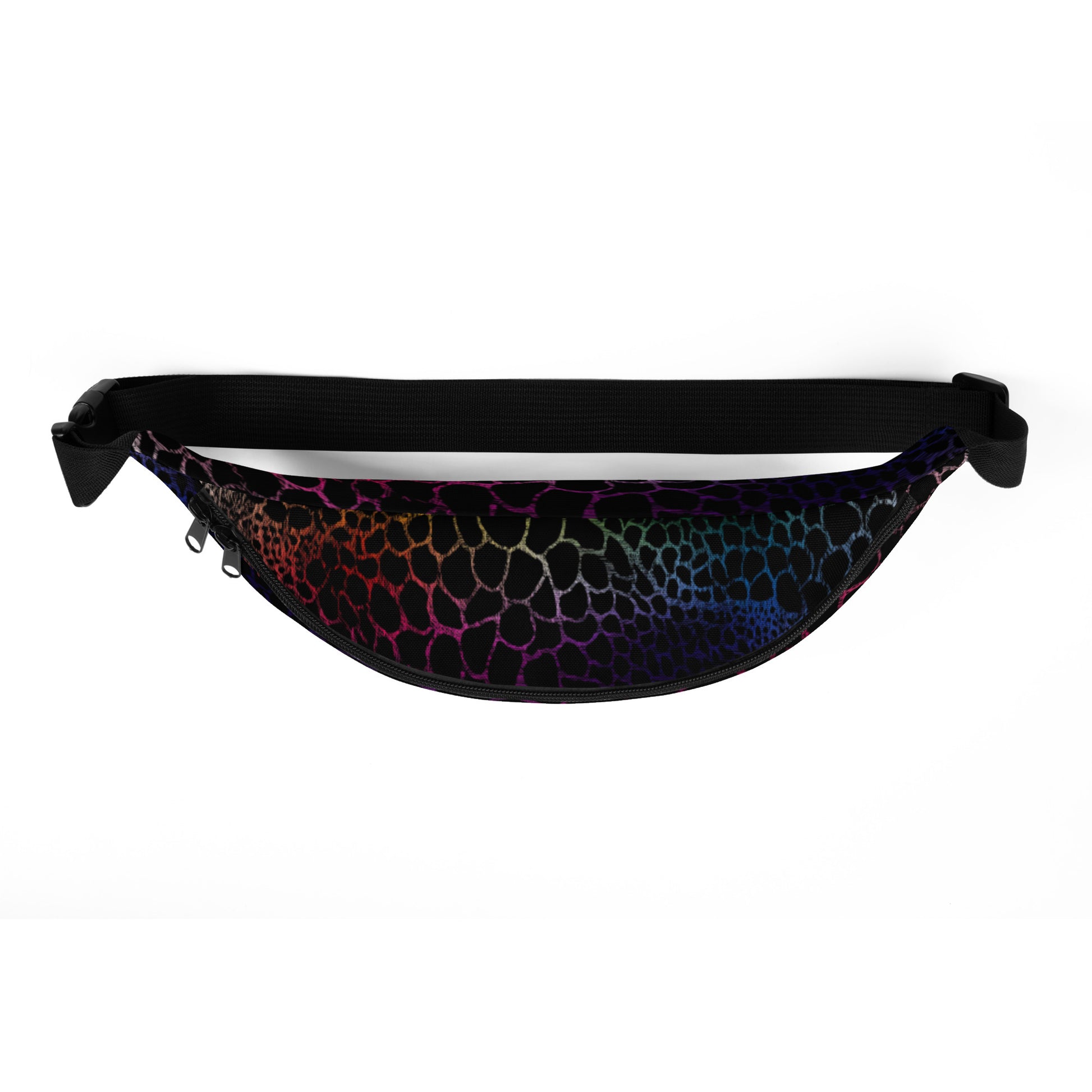 Wild Rainbow Outline Fanny Pack | Colorful Organic Print | Festival Bum Bag | Belt Bag | Waist Pack | - Comfortable Culture - Fanny Packs - Comfortable Culture