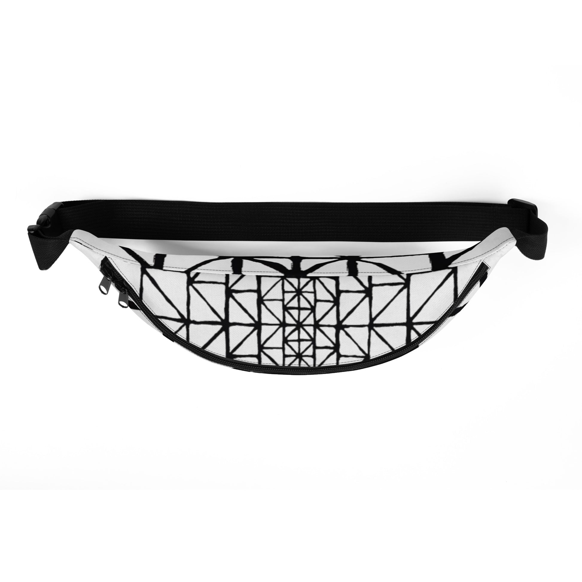 Tribal Pattern Fanny Pack (Black/White) | Festival Bum Bag | Belt Bag | Waist Pack | Geometric Pattern | - Comfortable Culture - Fanny Packs - Comfortable Culture