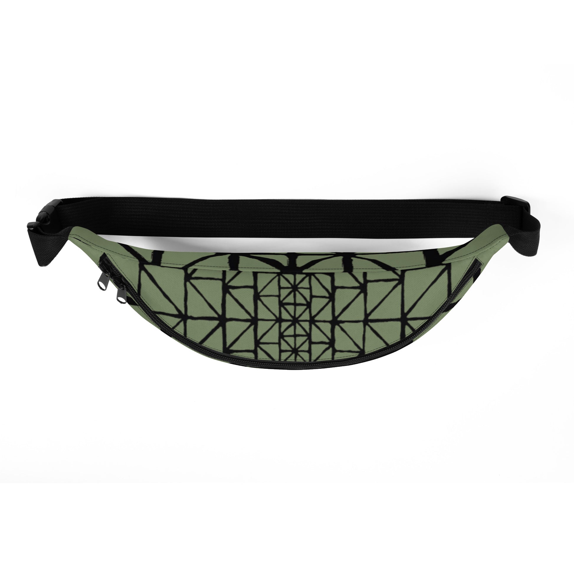 Tribal Pattern Fanny Pack (Desert Chaparral Green) | Festival Bum Bag | Belt Bag | Waist Pack | Geometric Pattern | - Comfortable Culture - Fanny Packs - Comfortable Culture