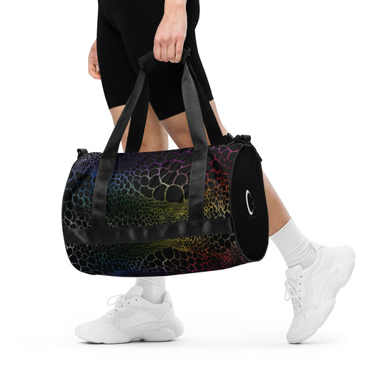 Wild Rainbow Outline (Gym Duffel Bag) - Comfortable Culture - Duffel Bags - Comfortable Culture