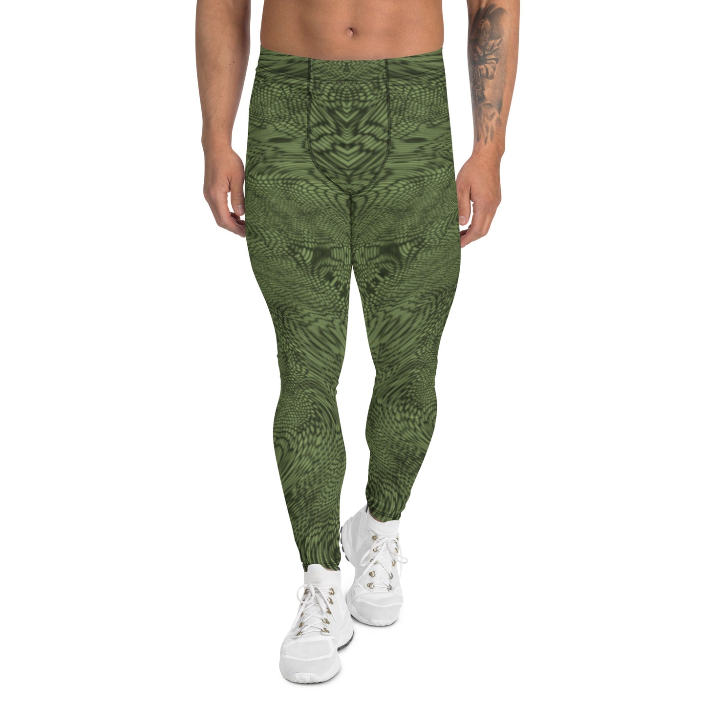 Fractal Men's Leggings (Olive Green)