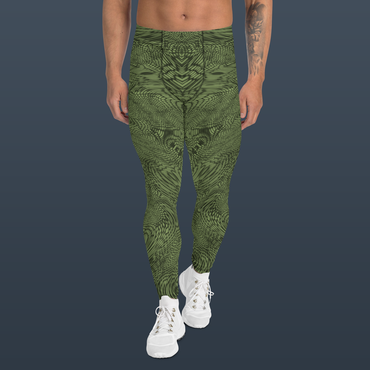 Fractal Men's Leggings (Olive Green)