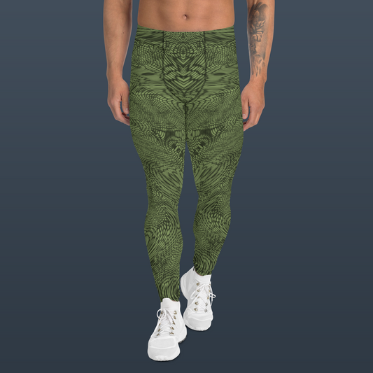 Fractal Men's Leggings (Olive Green)