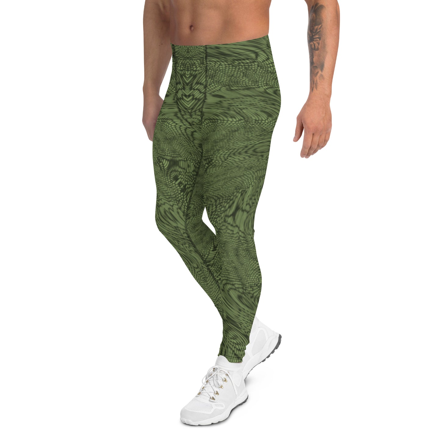 Fractal Men's Leggings (Olive Green)