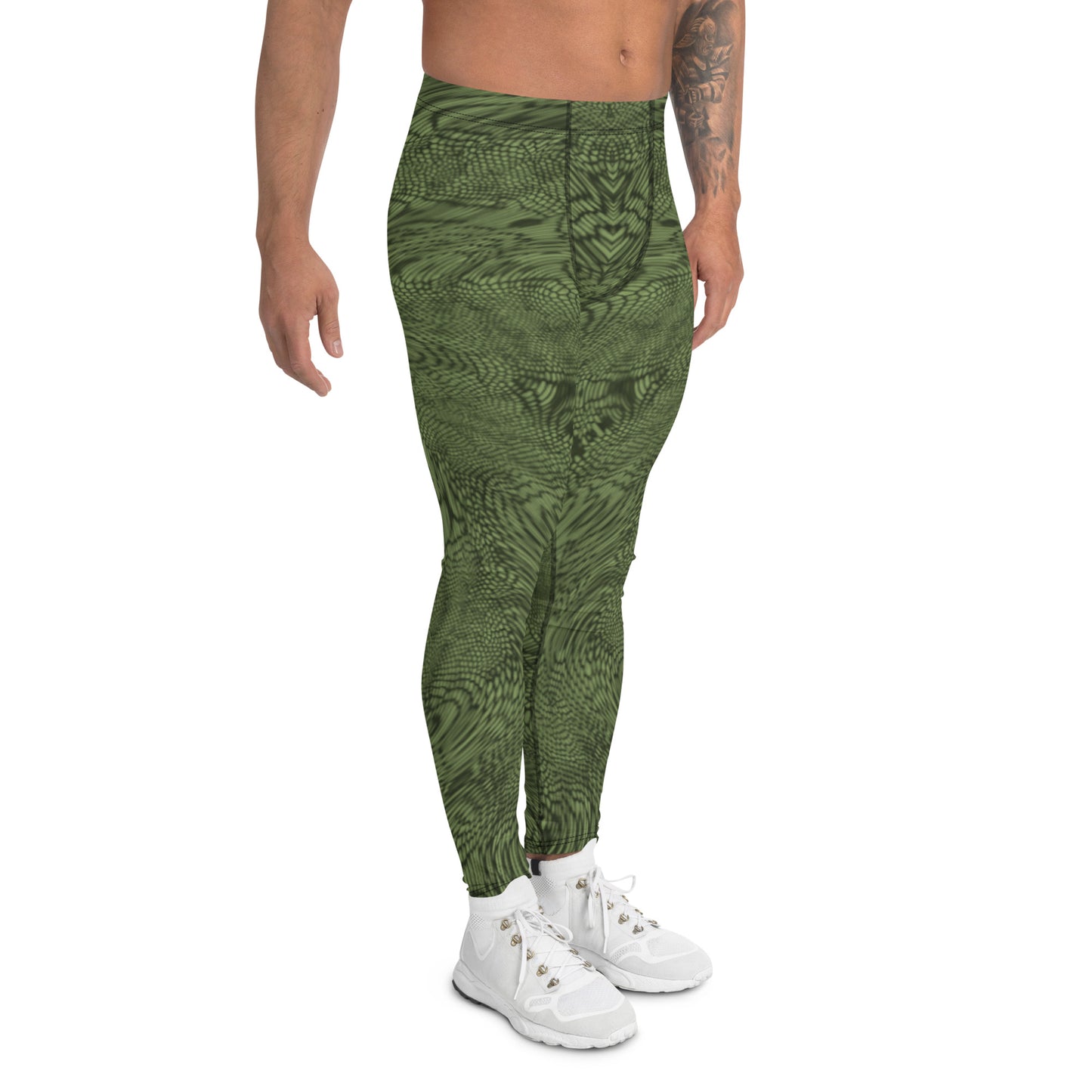 Fractal Men's Leggings (Olive Green)