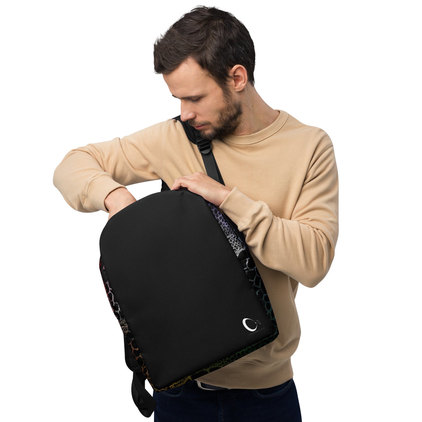 Wild Rainbow Outline | Modern & Minimalist Water-Resistant Laptop Backpack with Hidden Pocket | - Comfortable Culture - Backpacks - Comfortable Culture