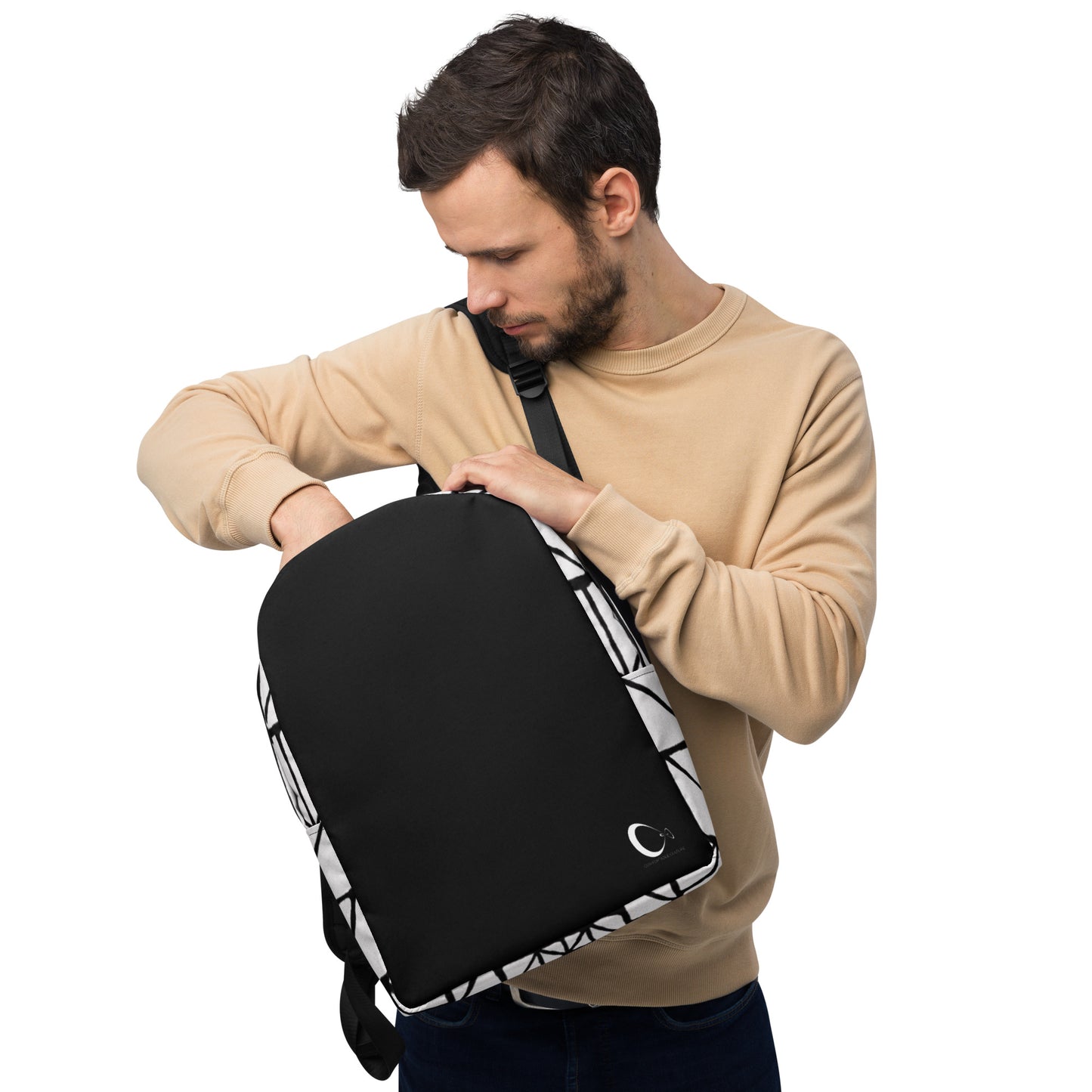 Tribal Print Black and White Minimalist Backpack | Modern & Minimalist Water-Resistant Laptop Backpack with Hidden Pocket | - Comfortable Culture - Default Title - Backpacks - Comfortable Culture