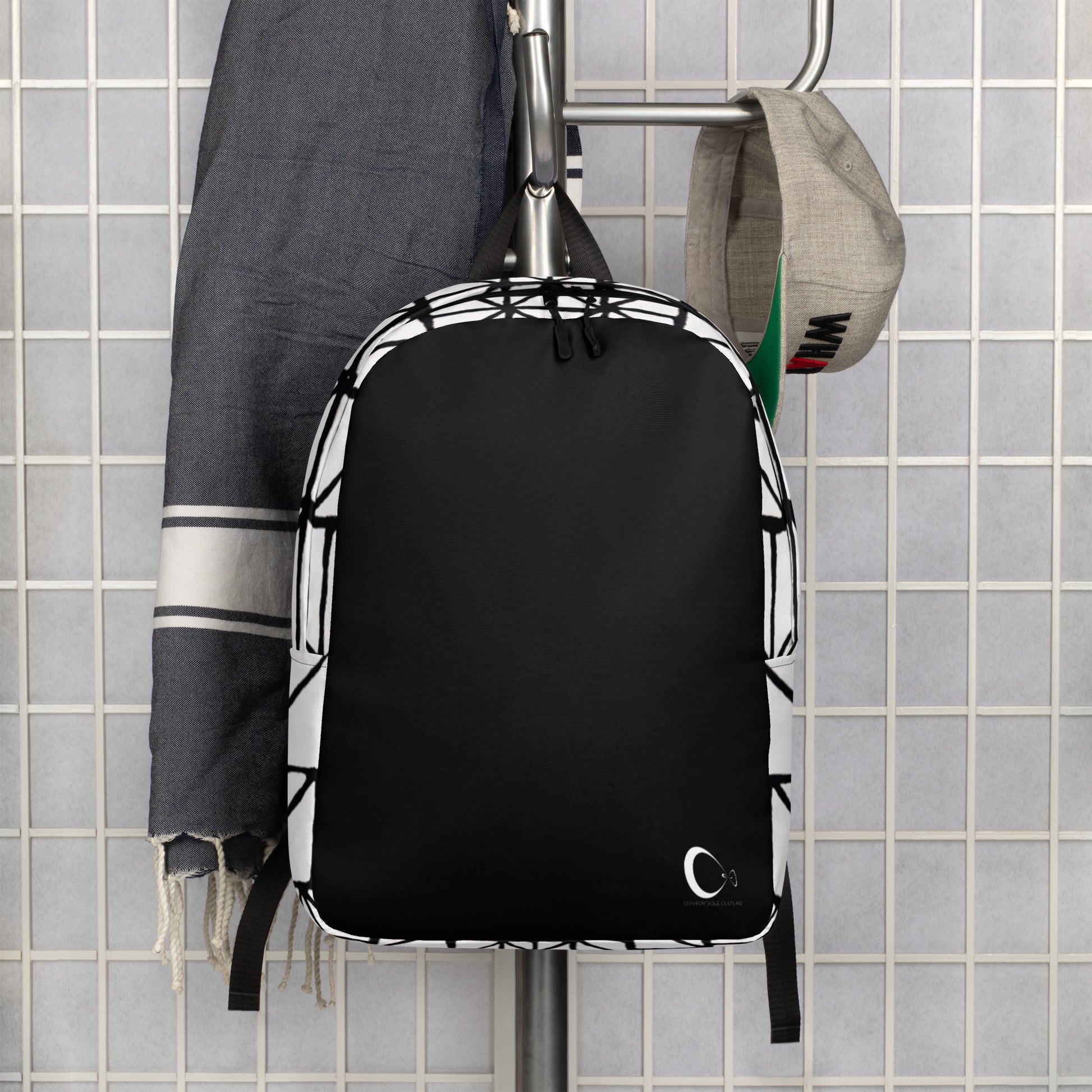 Tribal Print Black and White Minimalist Backpack | Modern & Minimalist Water-Resistant Laptop Backpack with Hidden Pocket | - Comfortable Culture - Backpacks - Comfortable Culture