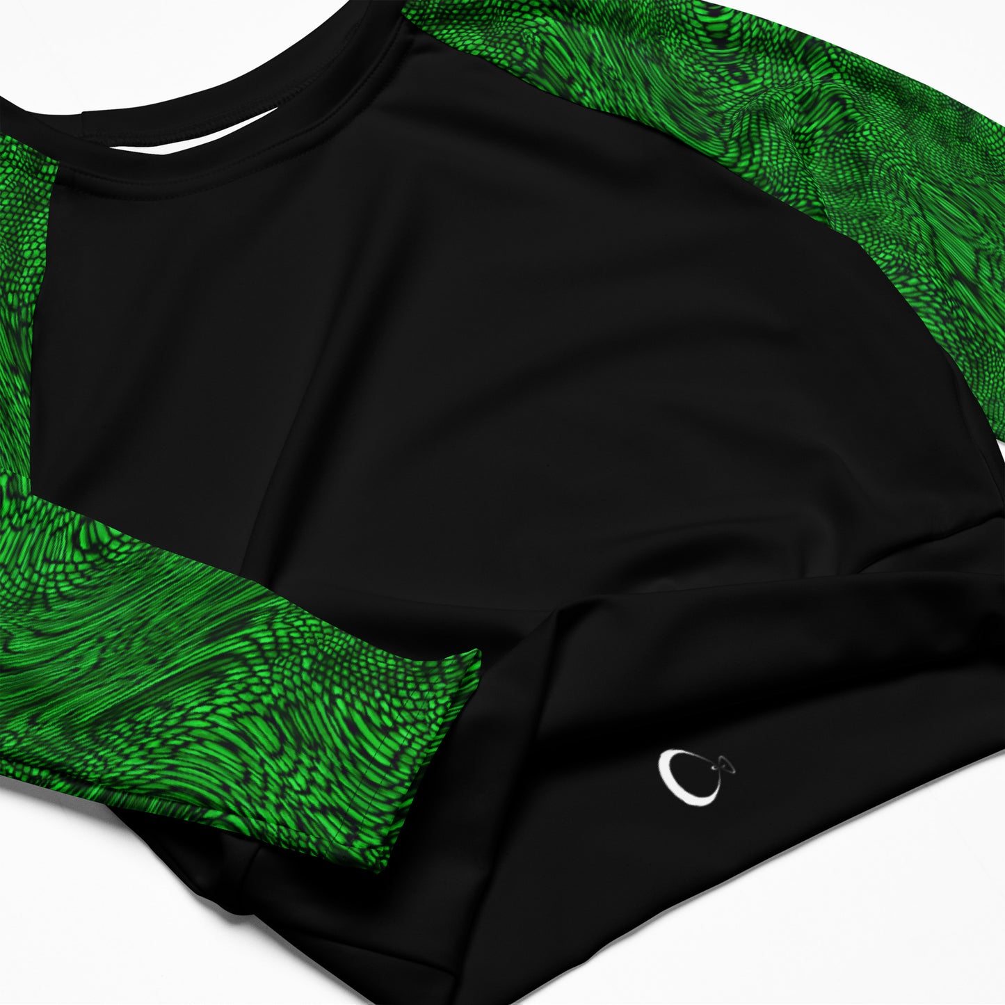 Fractal Long-sleeve Crop Top (Green)