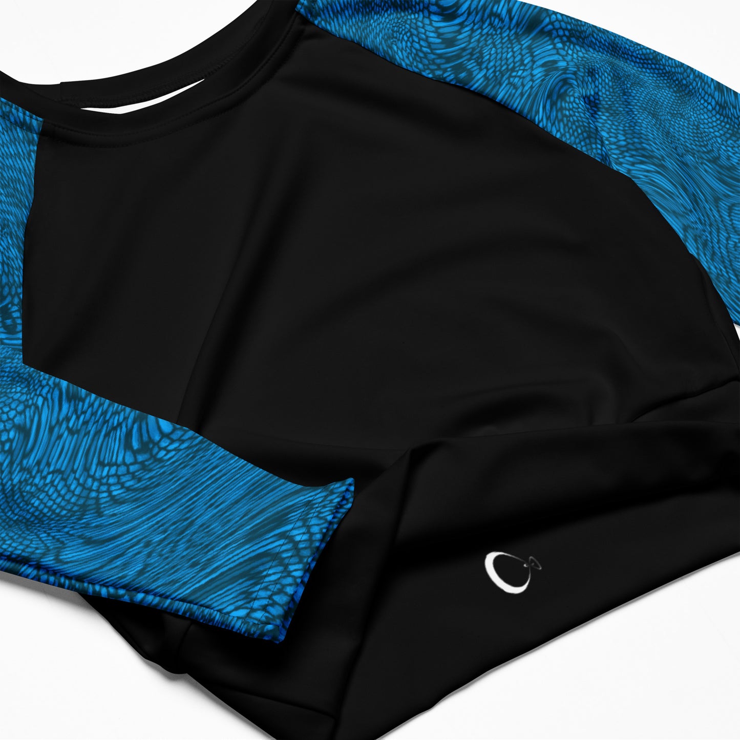 Fractal Long-sleeve Crop Top (Sky Blue)