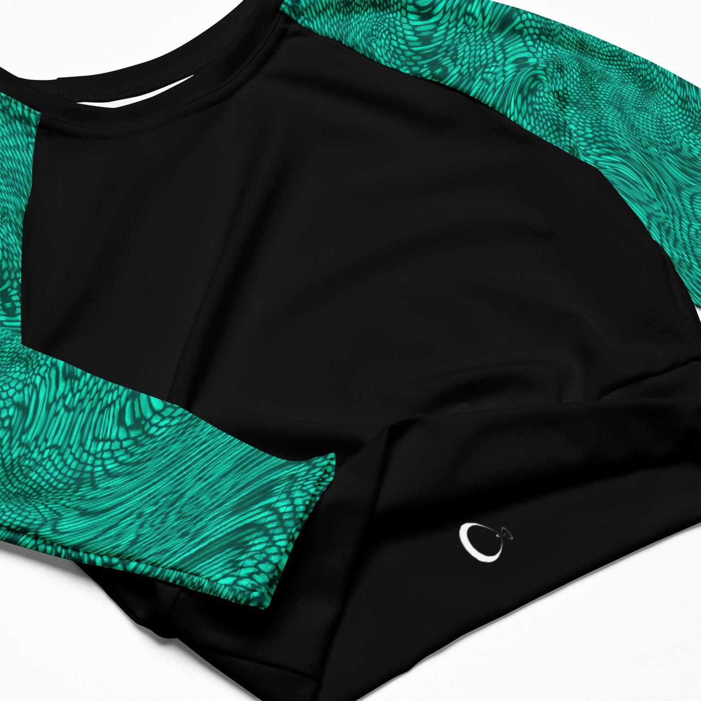 Fractal Long-sleeve Crop Top (Teal)