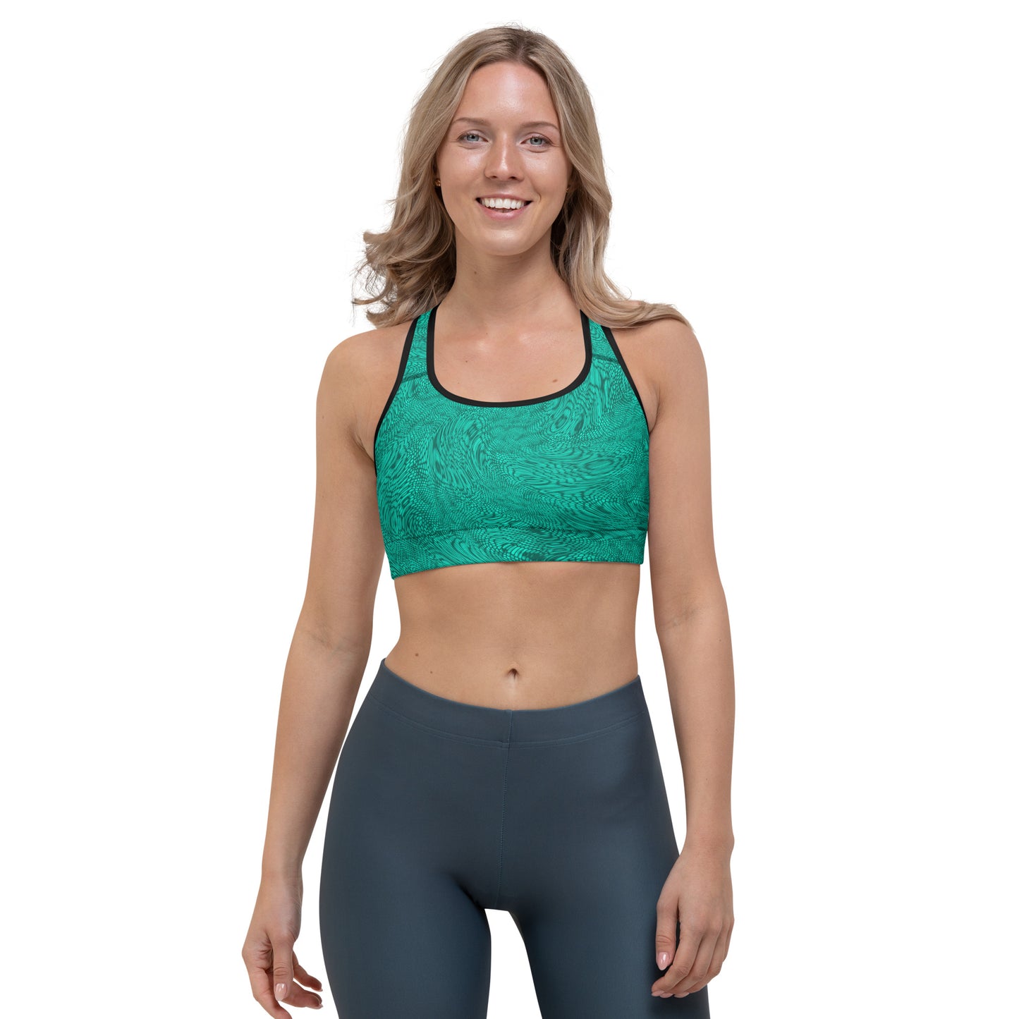 Fractal Sports Bra (Teal)