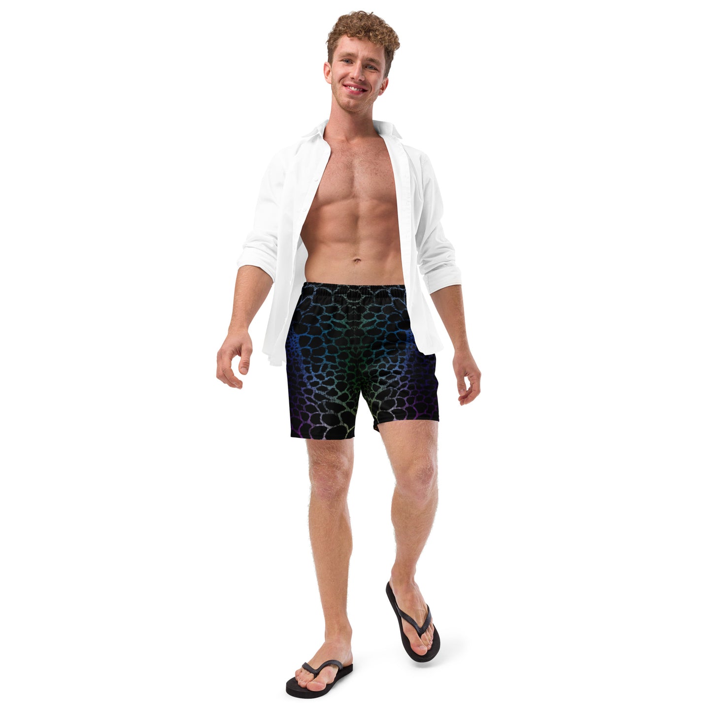 Wild Rainbow Outline (Men's Swim Trunks) - Comfortable Culture - Shorts - Comfortable Culture