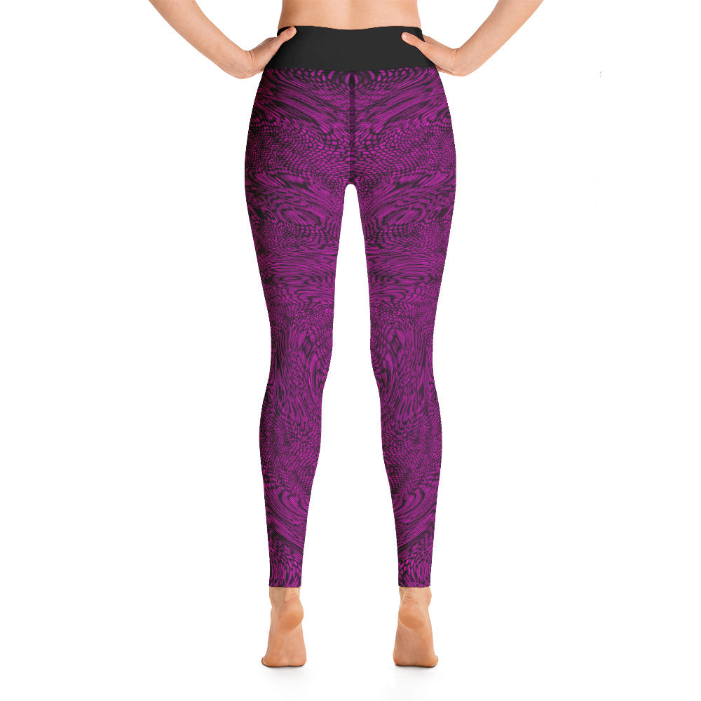 Yoga Leggings | Magenta Psychedelic Snake Skin Festival Leggings | Fractal leggings | Gym Exercise Leggings | Stretch Pants | Sports Tights - Comfortable Culture - Leggings - Comfortable Culture
