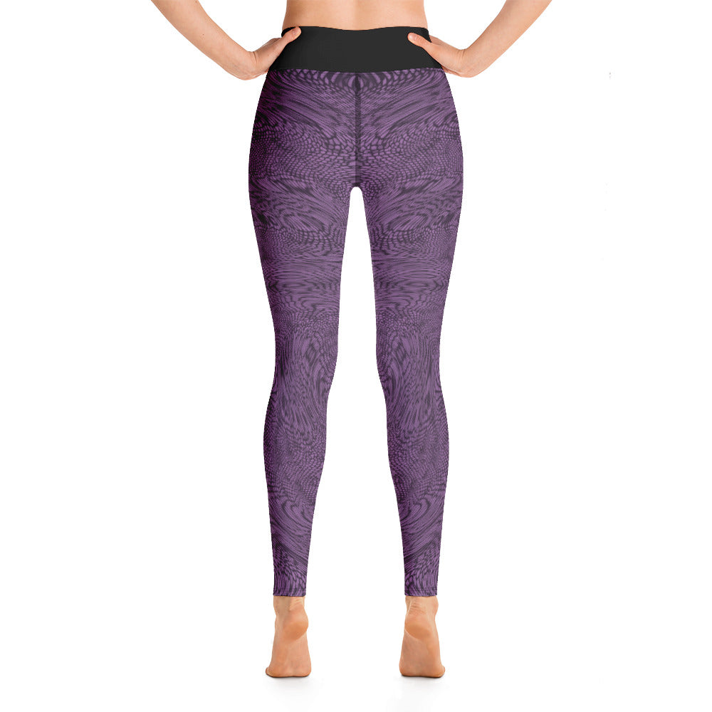 Yoga Leggings | Amethyst Purple Psychedelic Snake Skin | Festival Leggings | Fractal leggings | Gym Exercise Leggings | Stretch Pants | - Comfortable Culture - Leggings - Comfortable Culture