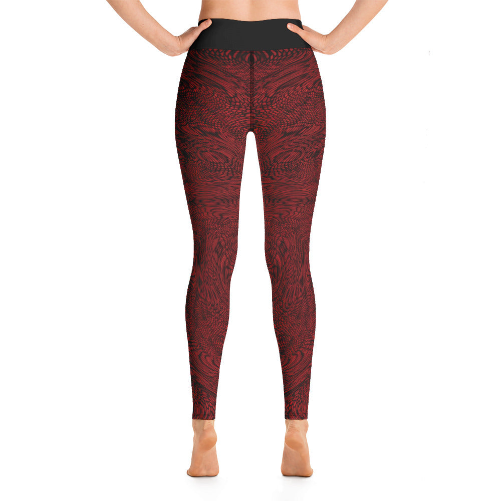 Yoga Leggings | Blood Red Psychedelic Snake Skin Festival Leggings | Fractal leggings | Gym Exercise Leggings | Stretch Pants | Tights - Comfortable Culture - Leggings - Comfortable Culture