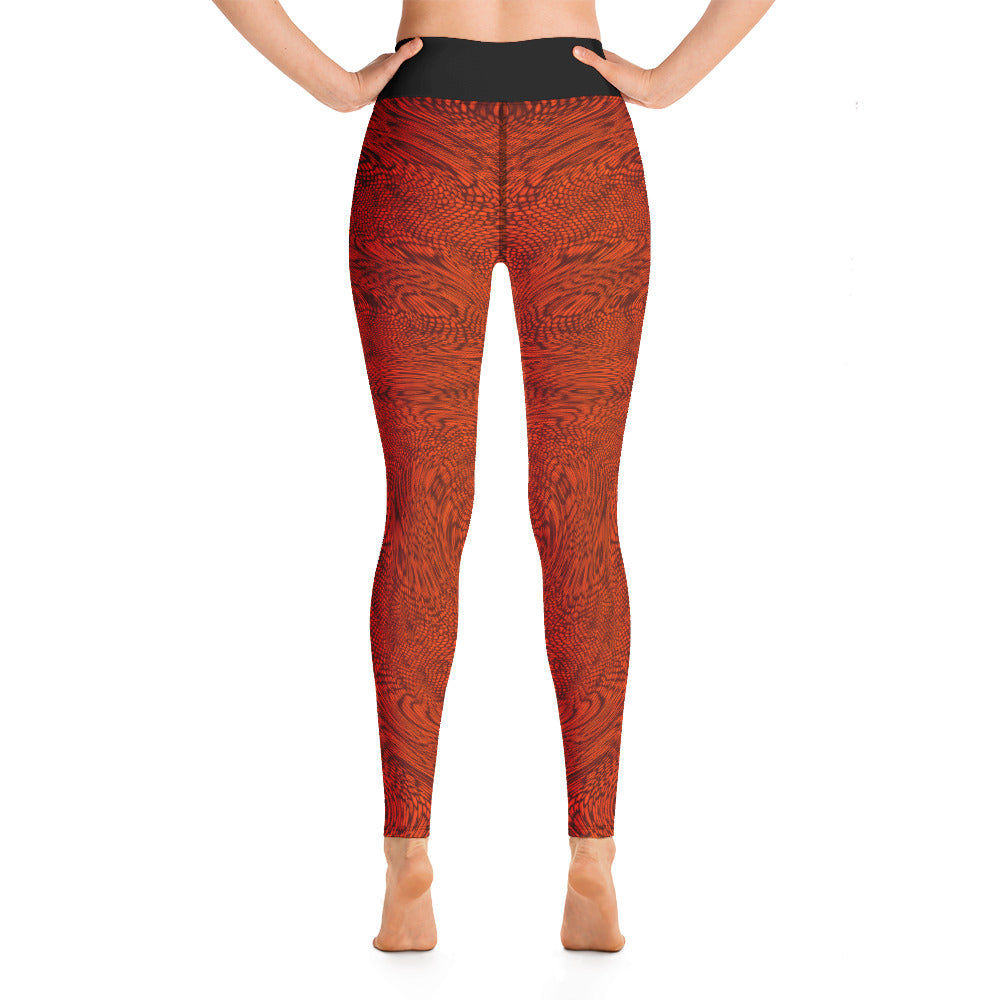 Yoga Leggings | Outrageous Orange Psychedelic Snake Skin Festival Leggings | Fractal leggings | Gym Exercise Leggings | Stretch Pants | - Comfortable Culture - Leggings - Comfortable Culture