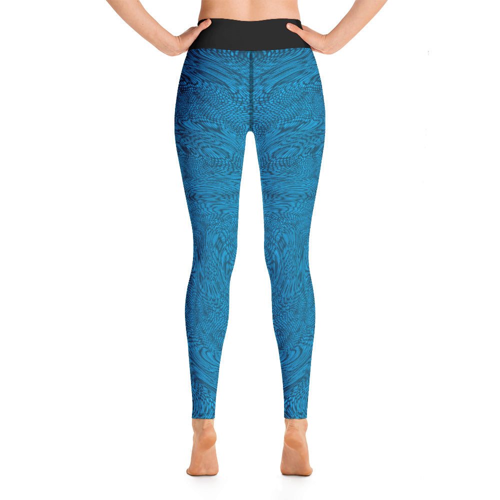 Yoga Leggings | Sky Blue Psychedelic Snake Skin Festival Leggings | Fractal leggings | Gym Exercise Leggings | Stretch Pants | - Comfortable Culture - Leggings - Comfortable Culture