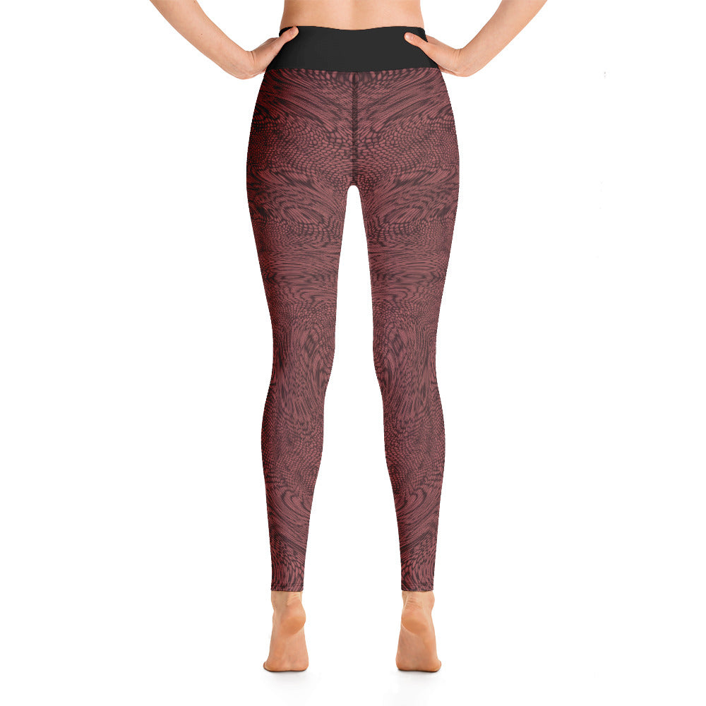 Yoga Leggings | Terracotta Psychedelic Snake Skin Festival Leggings | Fractal leggings | Gym Exercise Leggings | Stretch Pants | - Comfortable Culture - Leggings - Comfortable Culture