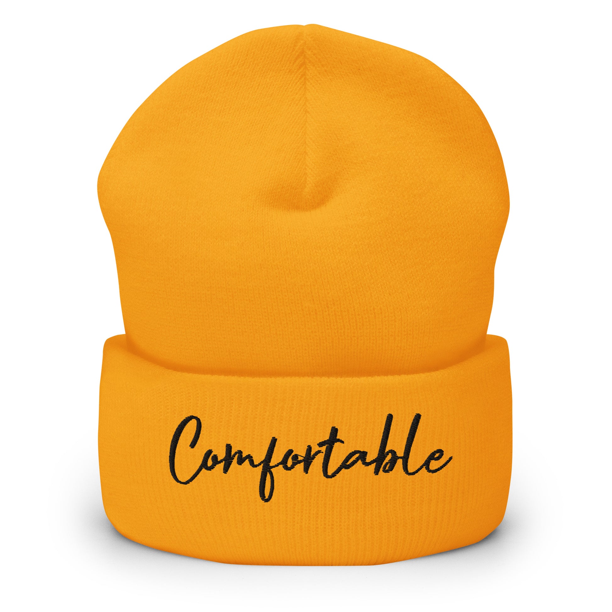 "Comfortable" Cuffed Beanie (Black Text) - Comfortable Culture - Hats - Comfortable Culture