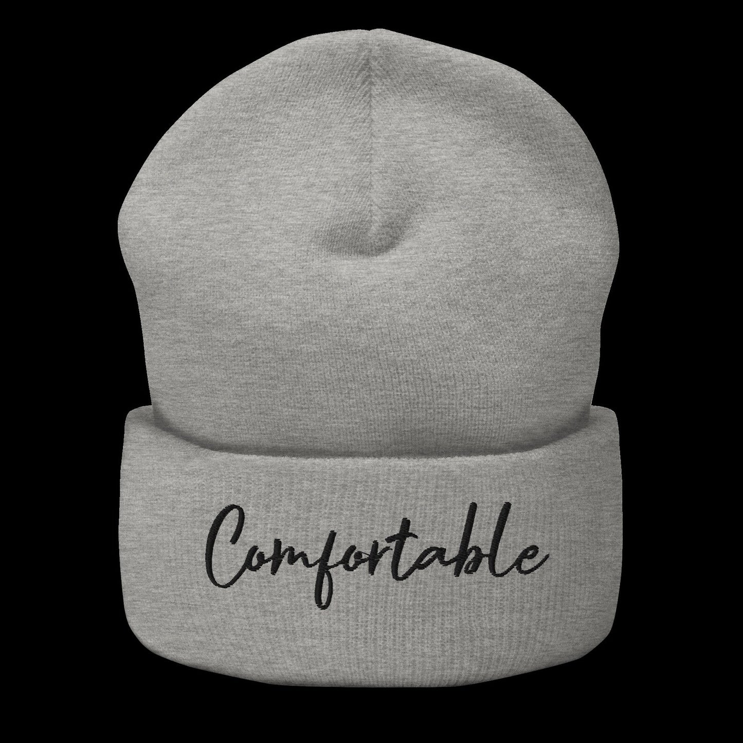 "Comfortable" Cuffed Beanie (Black Text) - Comfortable Culture - Hats - Comfortable Culture