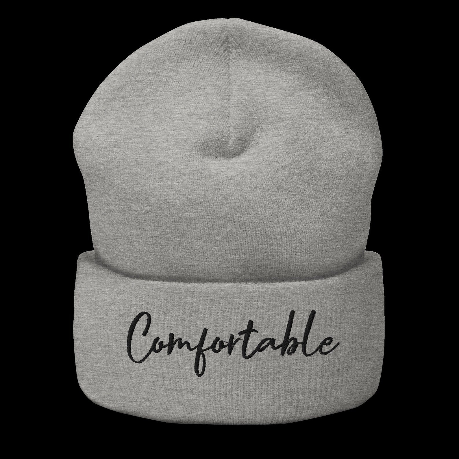 "Comfortable" Cuffed Beanie (Black Text) - Comfortable Culture - Hats - Comfortable Culture